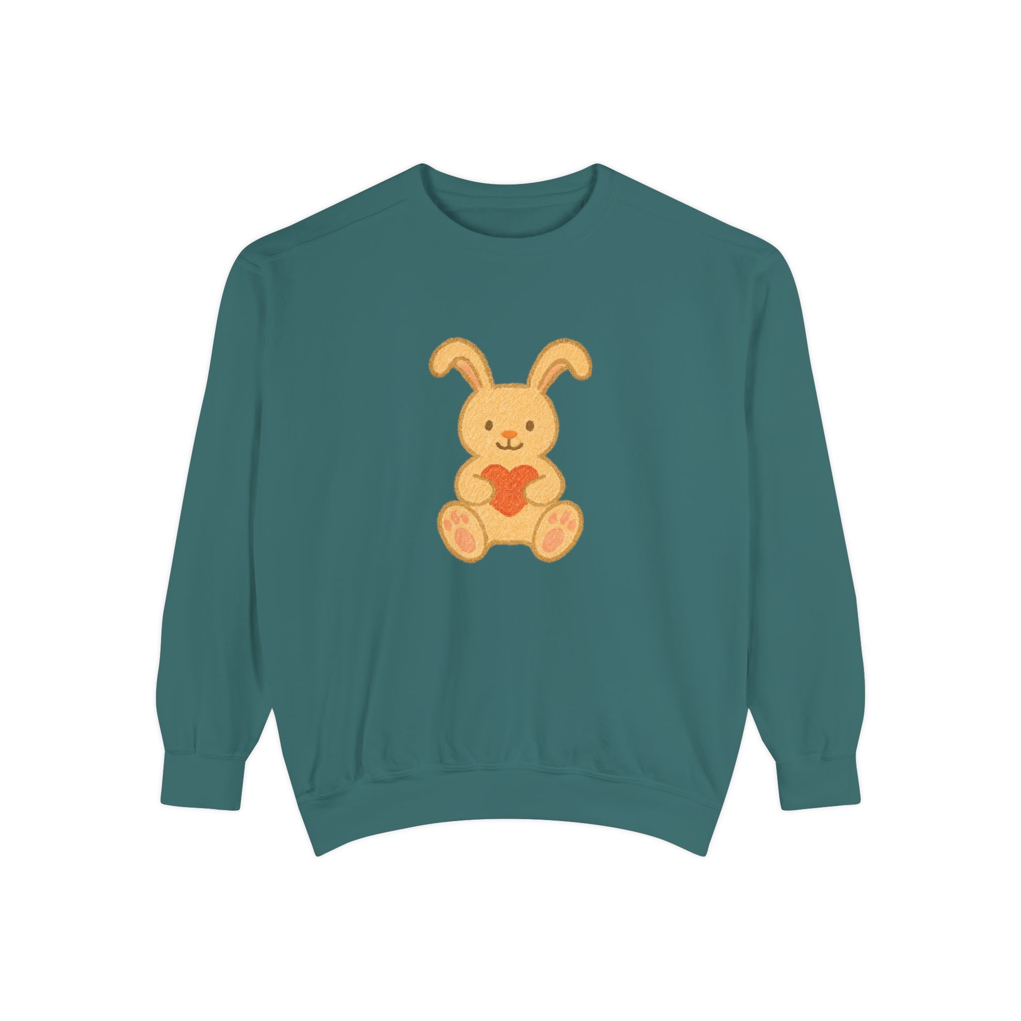 Cute Bunny Heart Sweatshirt - Unisex Garment-Dyed Pullover for Spring Celebrations