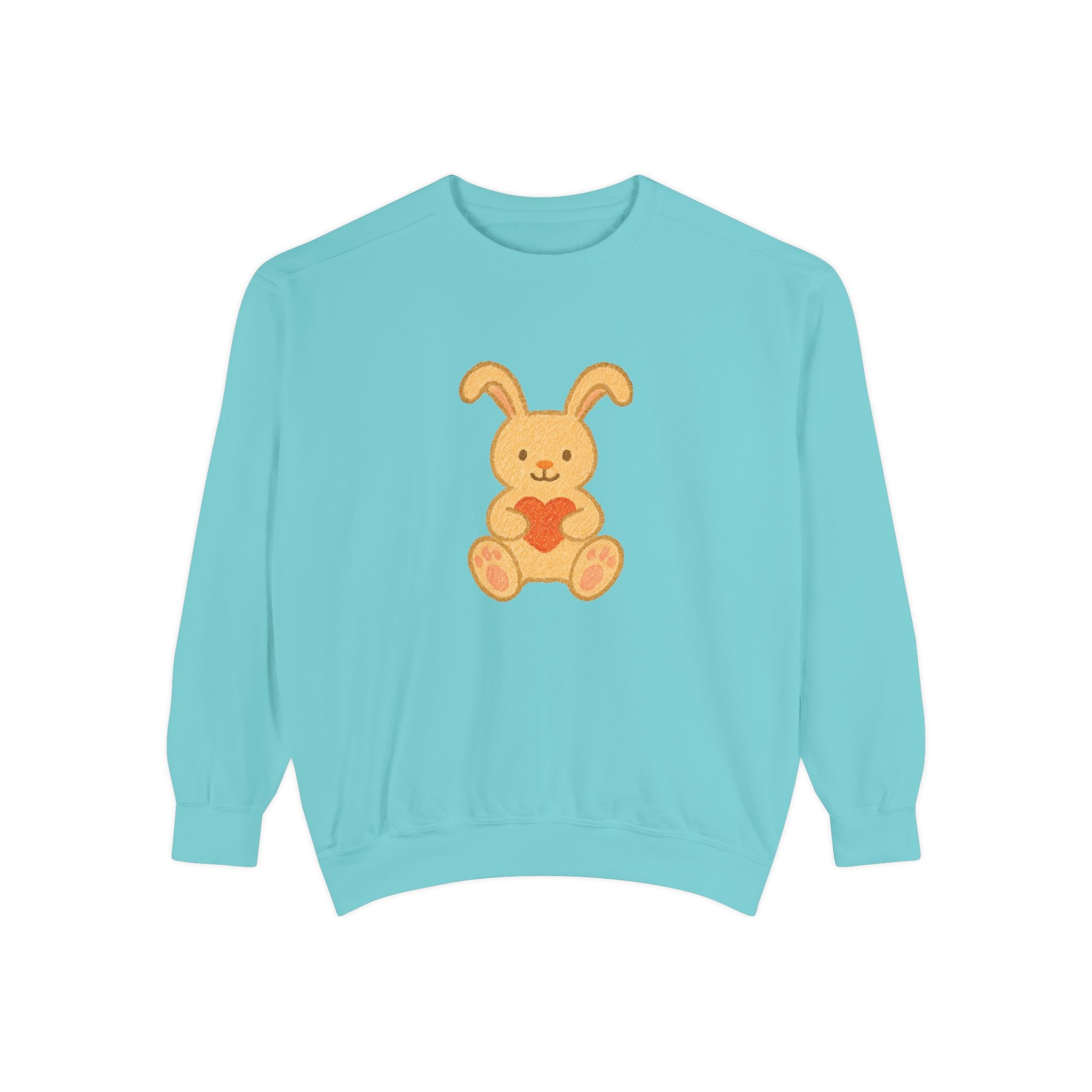 Cute Bunny Heart Sweatshirt - Unisex Garment-Dyed Pullover for Spring Celebrations