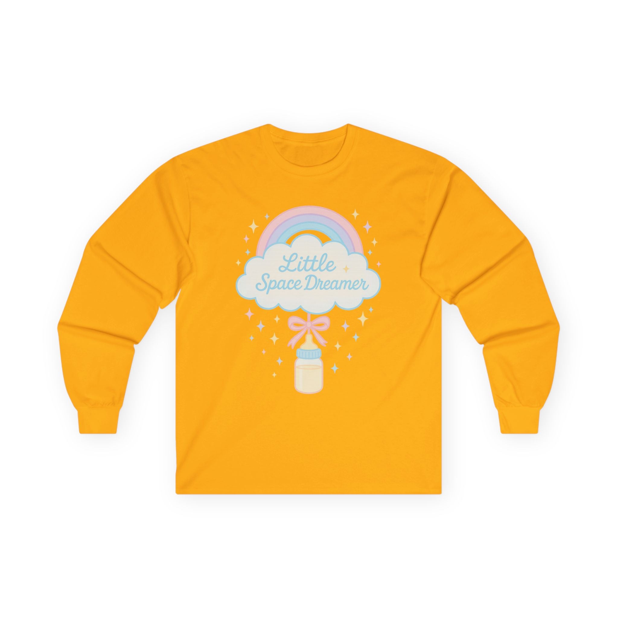 Unisex Ultra Cotton Long Sleeve Tee - Little Space Dreamer with Rainbow Design