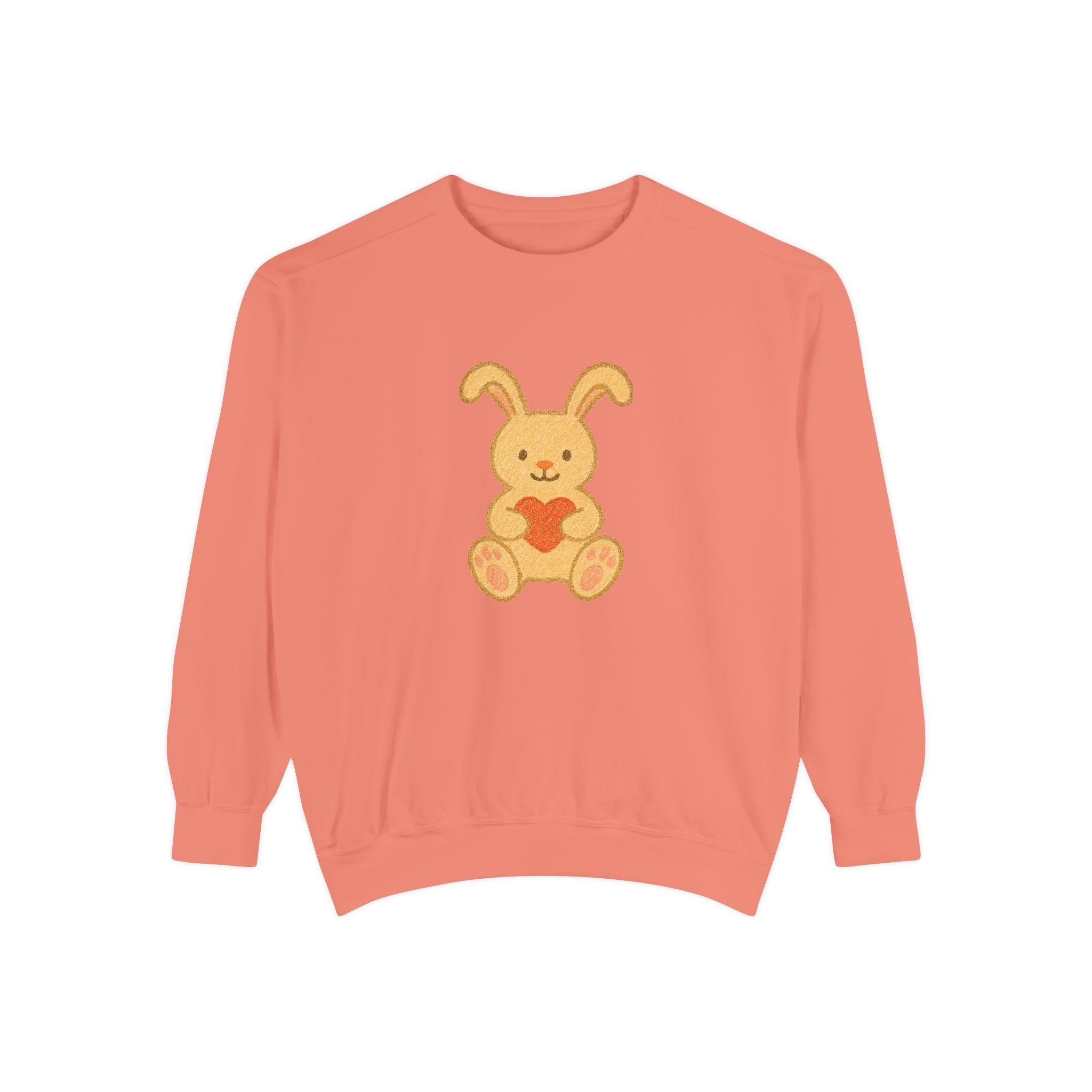 Cute Bunny Heart Sweatshirt - Unisex Garment-Dyed Pullover for Spring Celebrations
