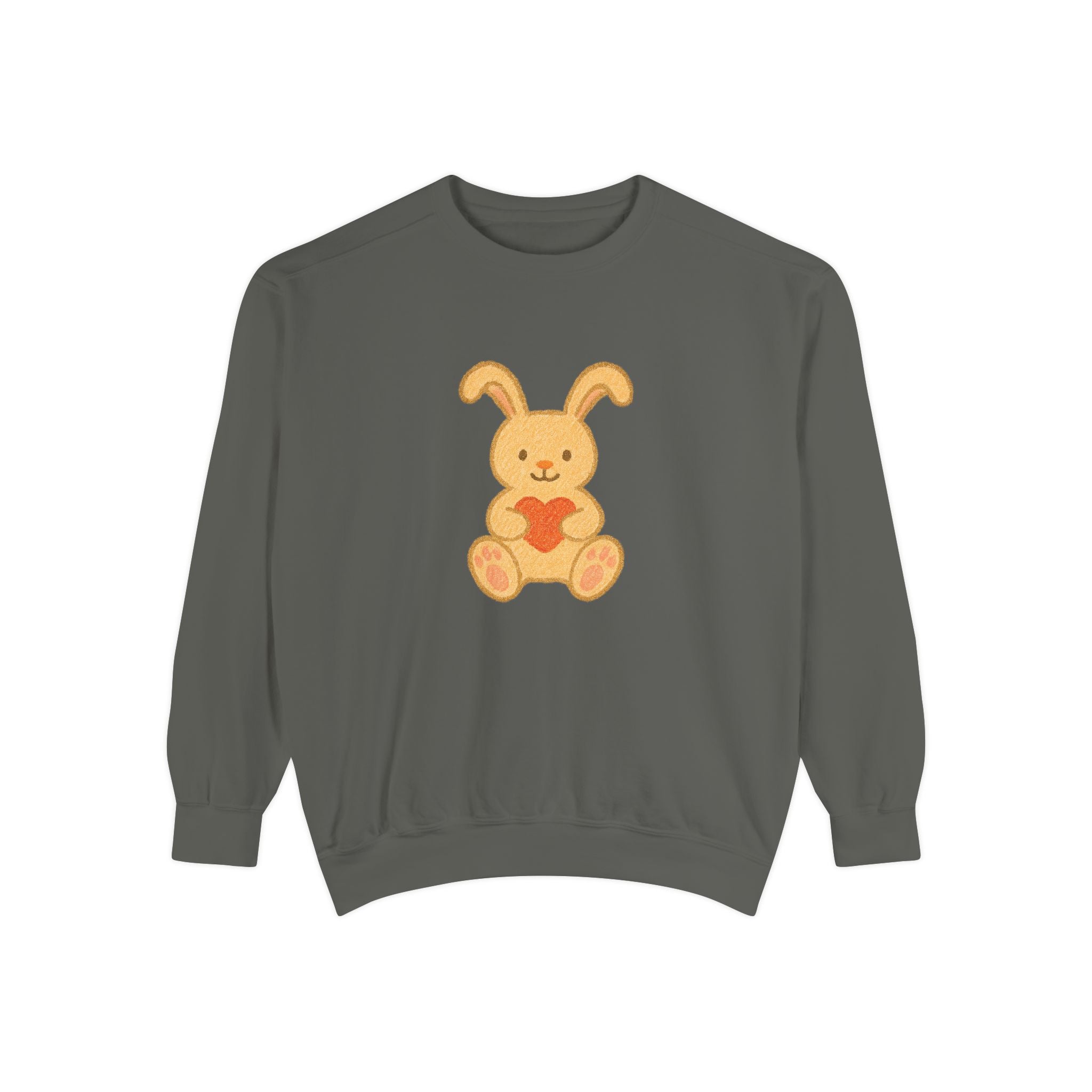 Cute Bunny Heart Sweatshirt - Unisex Garment-Dyed Pullover for Spring Celebrations