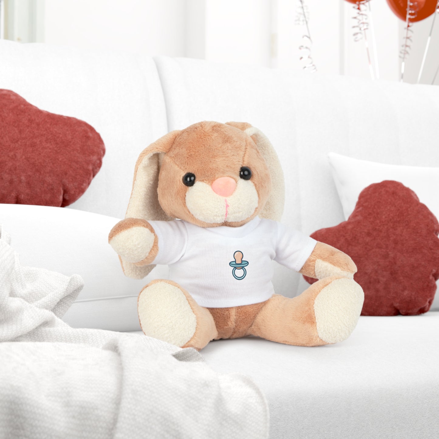 Cute Plush Bear in T-Shirt with Pacifier Design - Perfect Regression Companion
