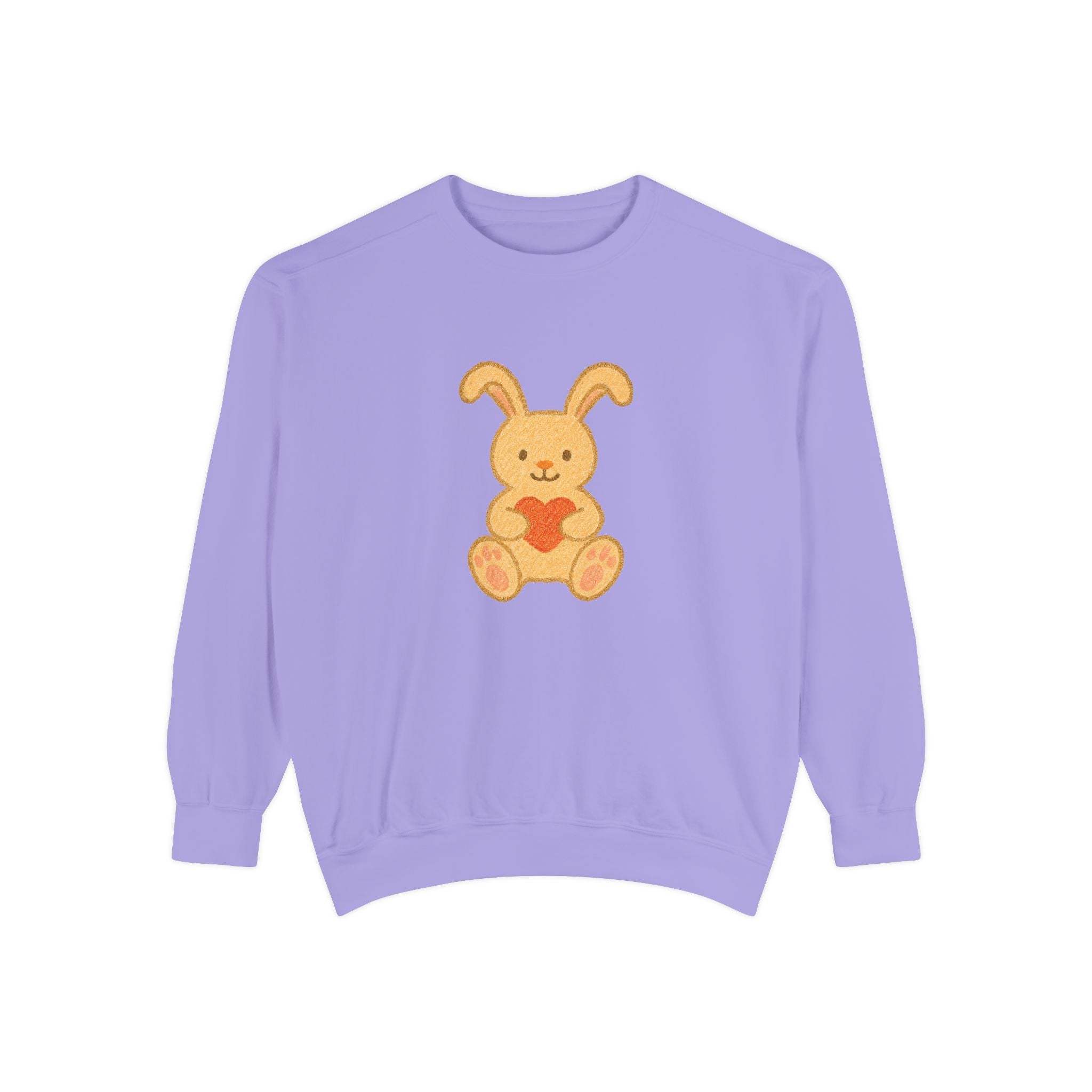 Cute Bunny Heart Sweatshirt - Unisex Garment-Dyed Pullover for Spring Celebrations
