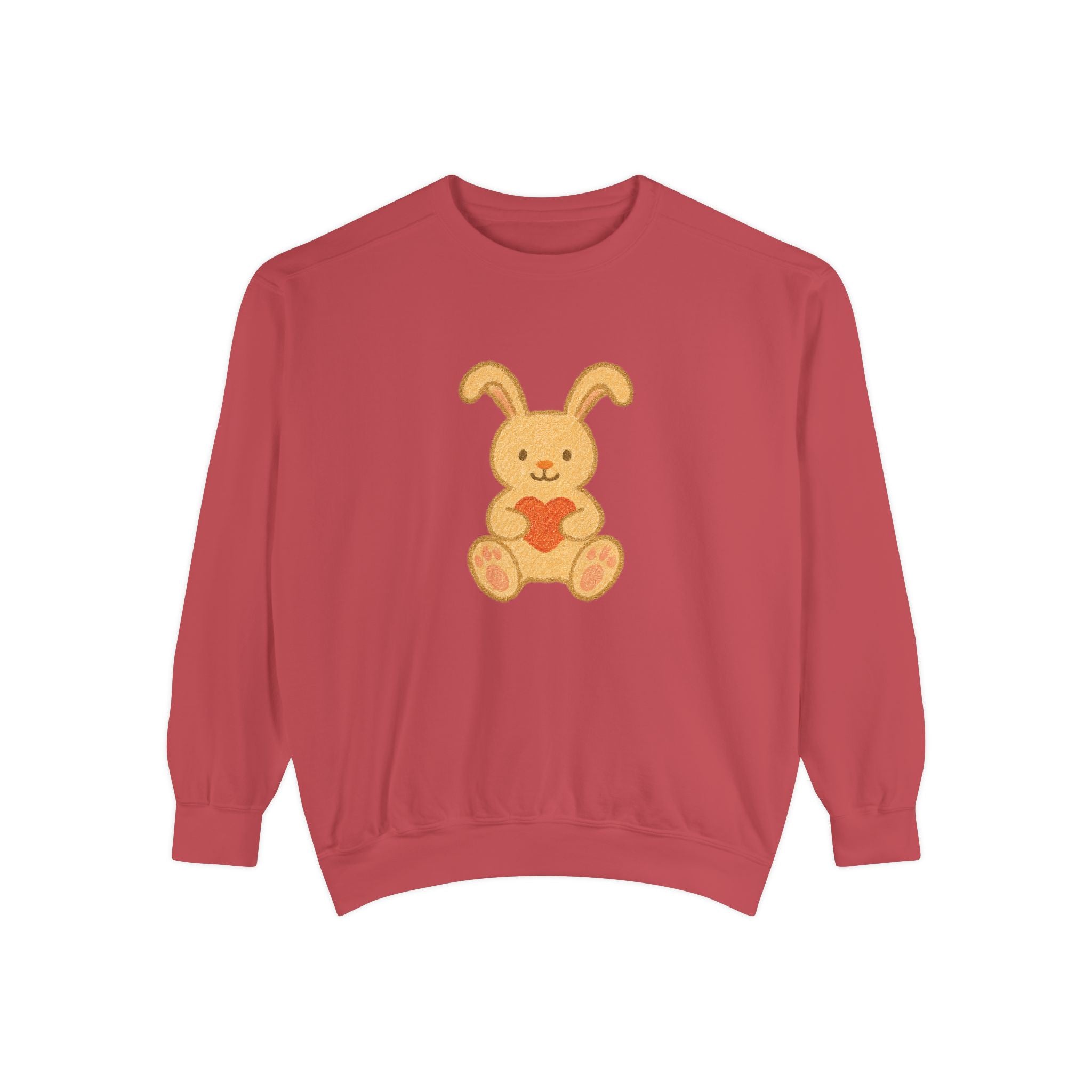 Cute Bunny Heart Sweatshirt - Unisex Garment-Dyed Pullover for Spring Celebrations