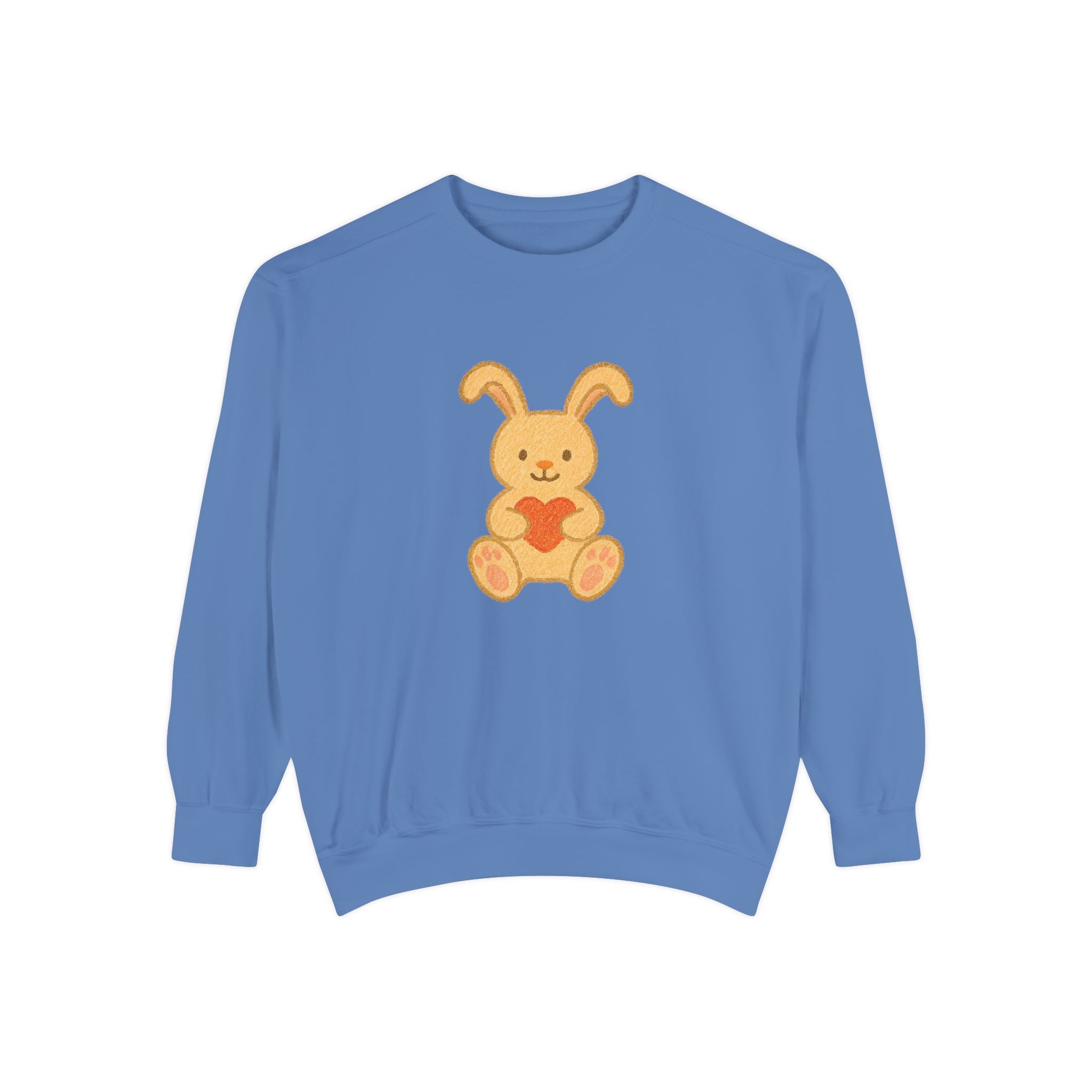 Cute Bunny Heart Sweatshirt - Unisex Garment-Dyed Pullover for Spring Celebrations