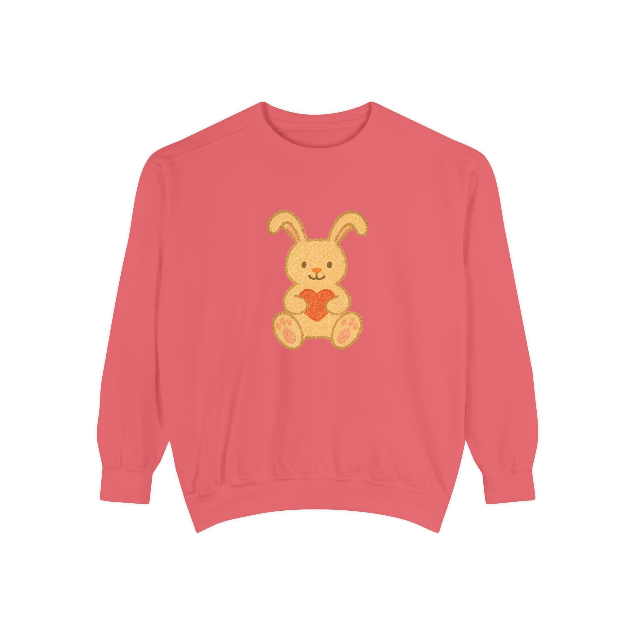 Cute Bunny Heart Sweatshirt - Unisex Garment-Dyed Pullover for Spring Celebrations
