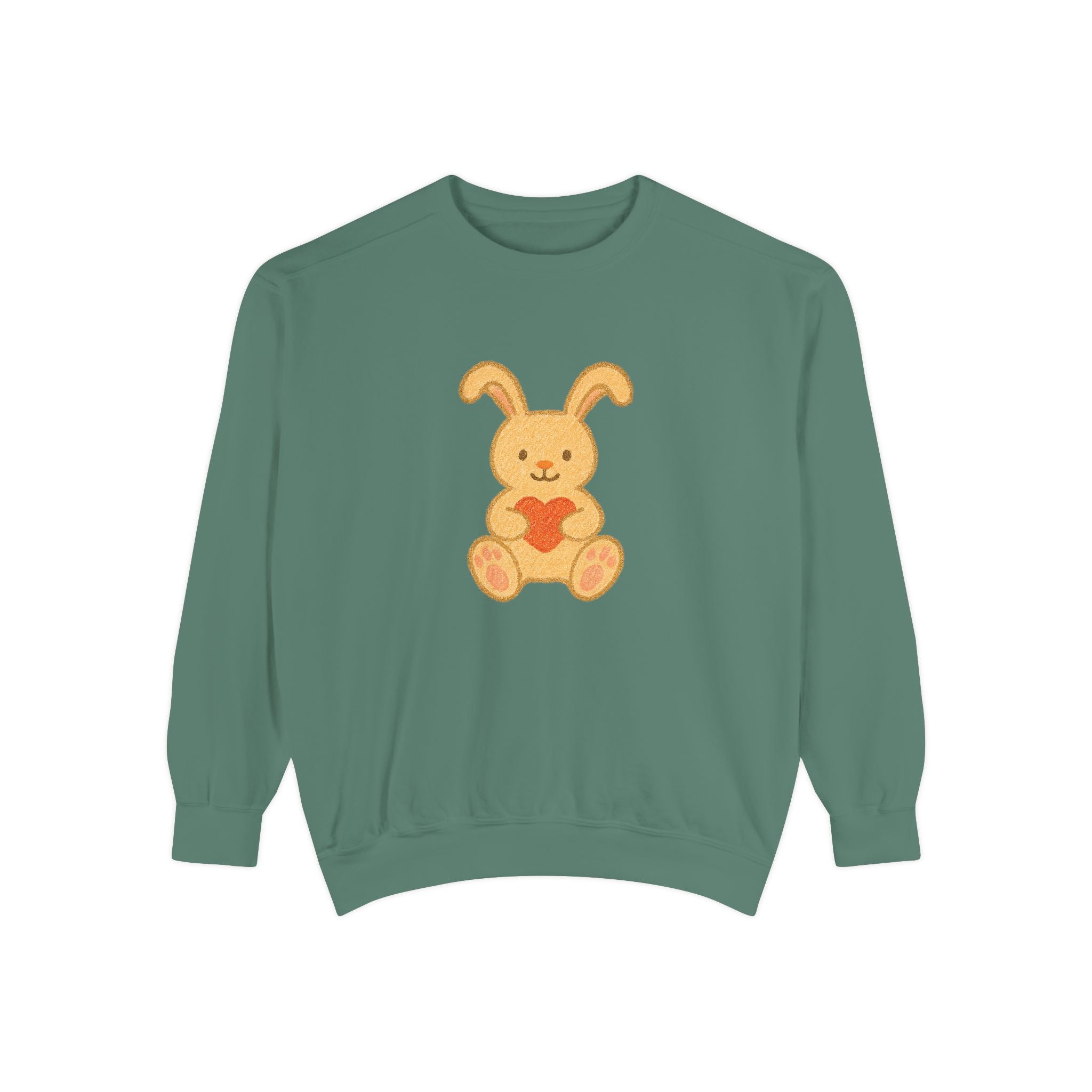 Cute Bunny Heart Sweatshirt - Unisex Garment-Dyed Pullover for Spring Celebrations