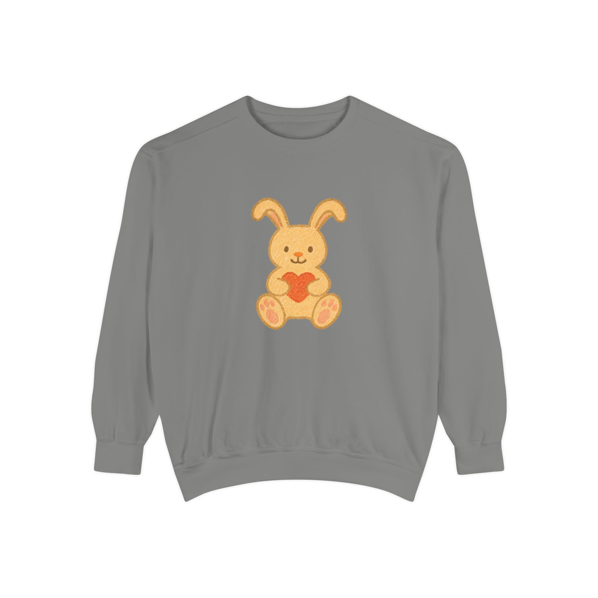 Cute Bunny Heart Sweatshirt - Unisex Garment-Dyed Pullover for Spring Celebrations