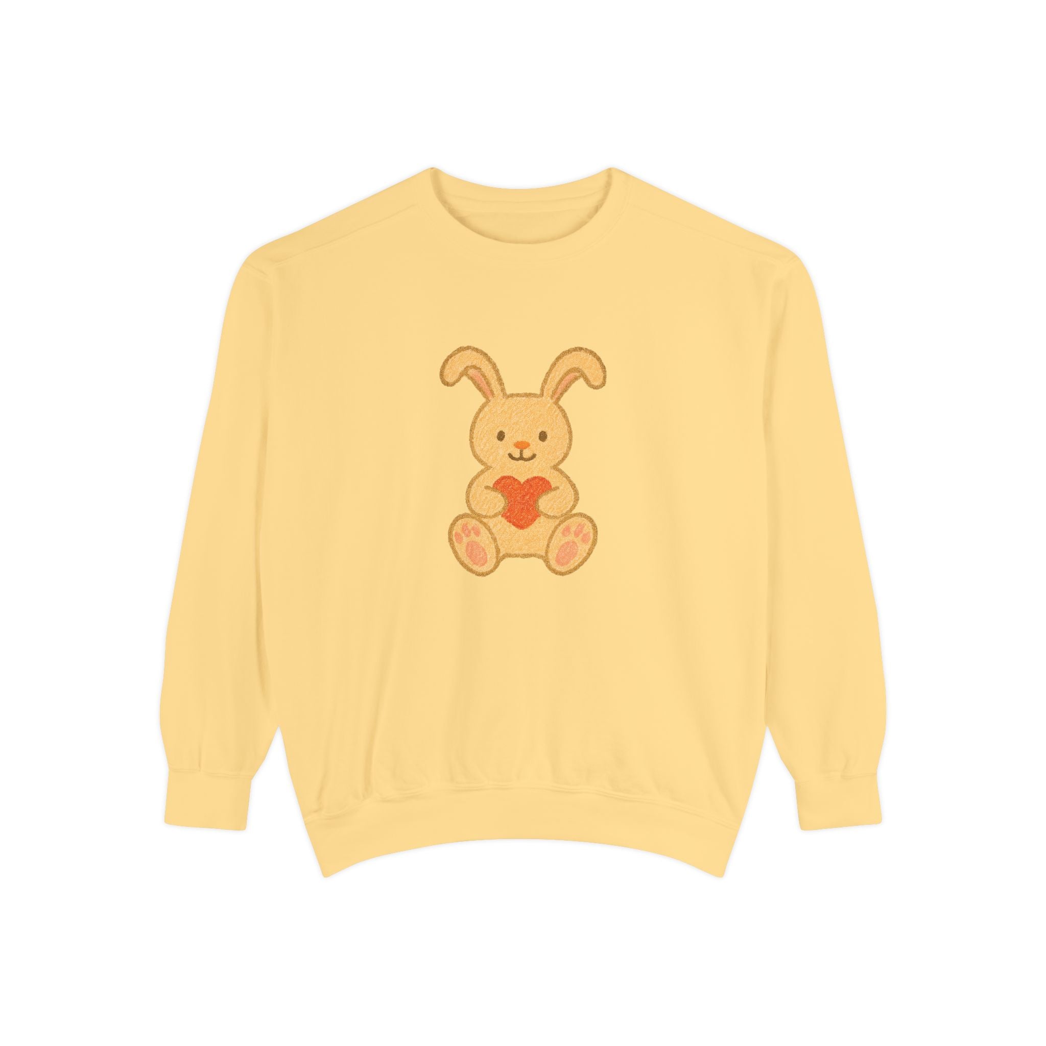 Cute Bunny Heart Sweatshirt - Unisex Garment-Dyed Pullover for Spring Celebrations
