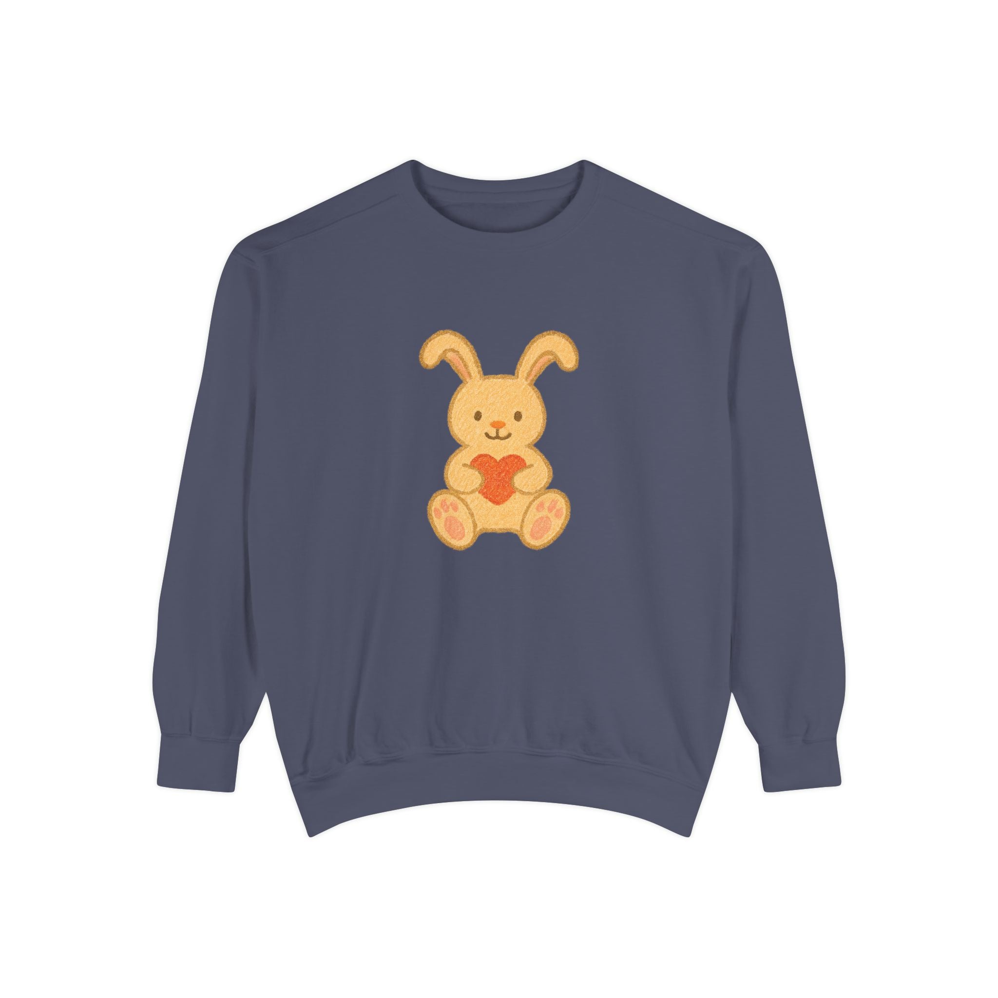 Cute Bunny Heart Sweatshirt - Unisex Garment-Dyed Pullover for Spring Celebrations