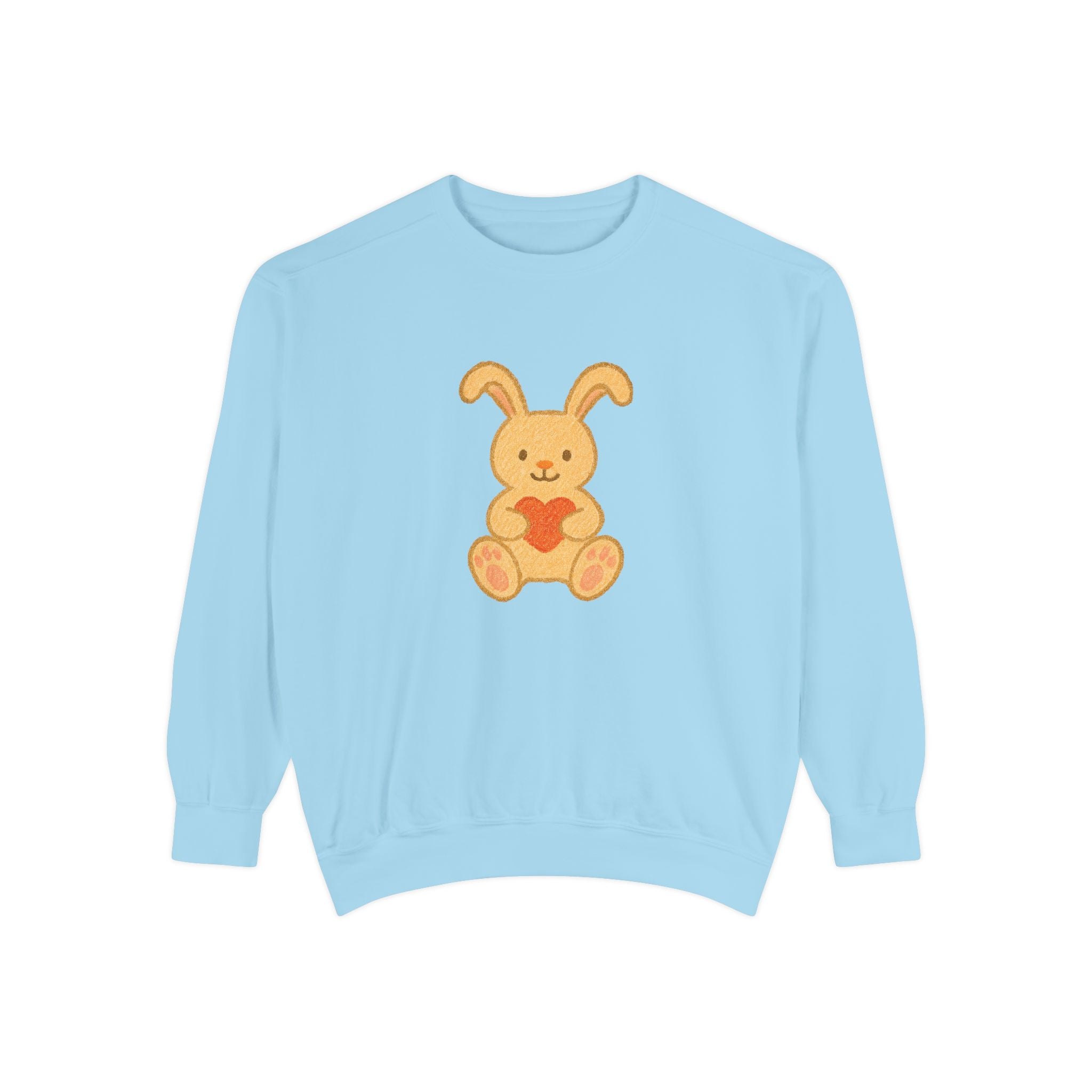 Cute Bunny Heart Sweatshirt - Unisex Garment-Dyed Pullover for Spring Celebrations
