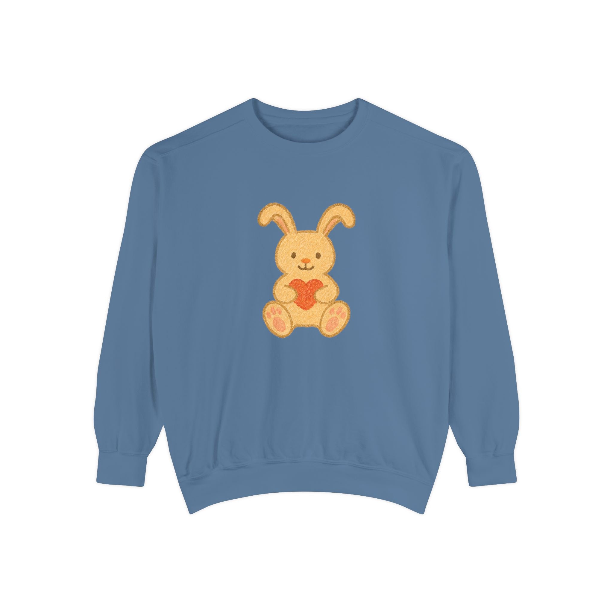 Cute Bunny Heart Sweatshirt - Unisex Garment-Dyed Pullover for Spring Celebrations