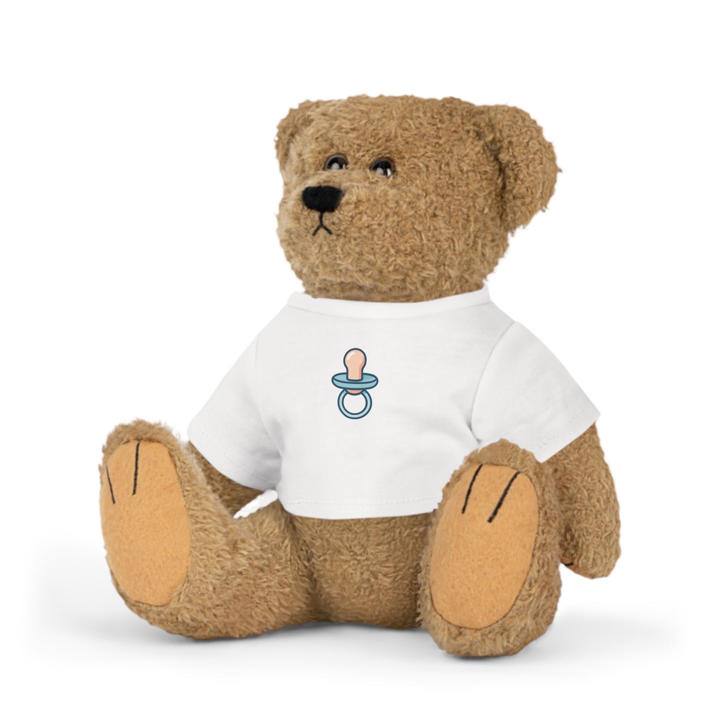 Cute Plush Bear in T-Shirt with Pacifier Design - Perfect Regression Companion