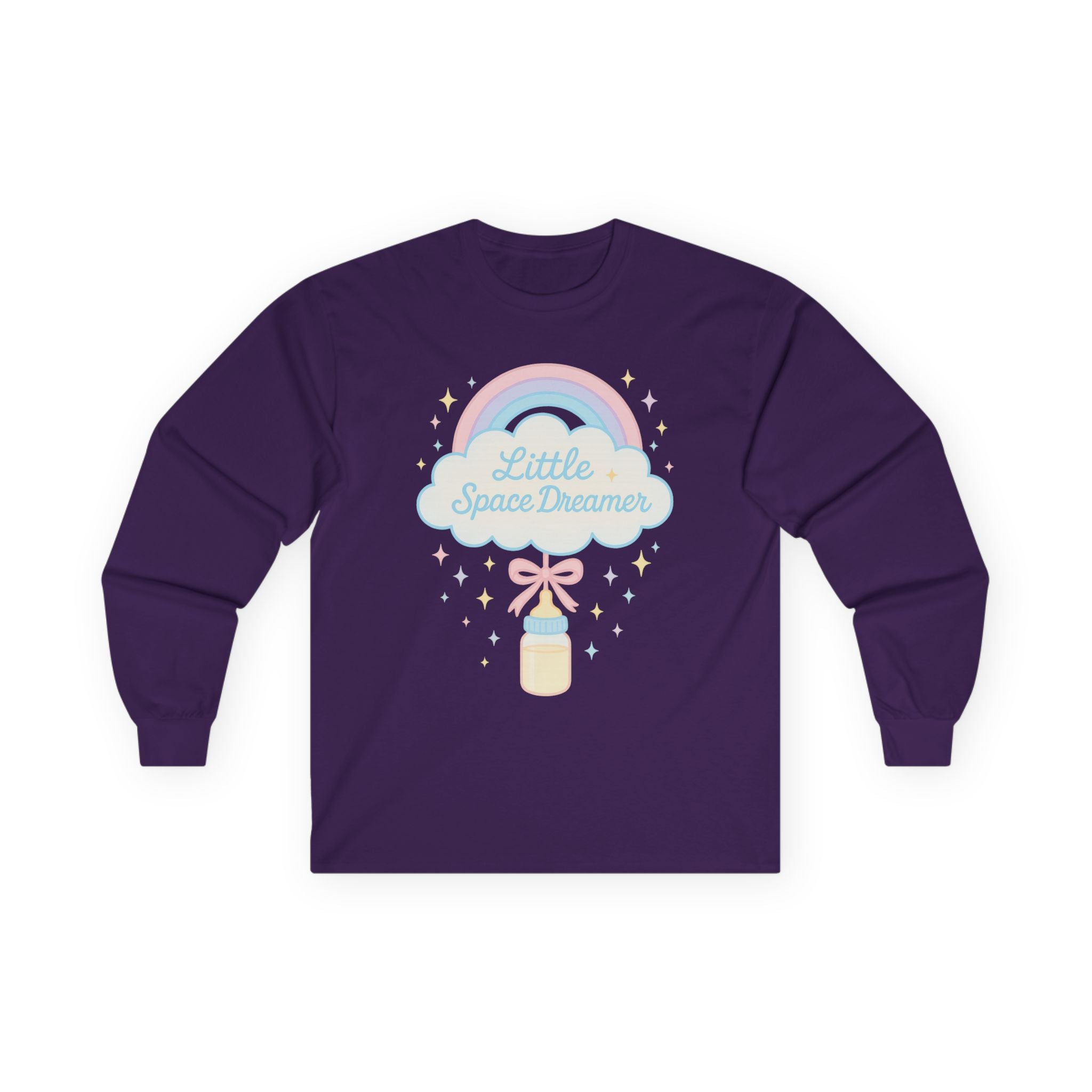 Unisex Ultra Cotton Long Sleeve Tee - Little Space Dreamer with Rainbow Design