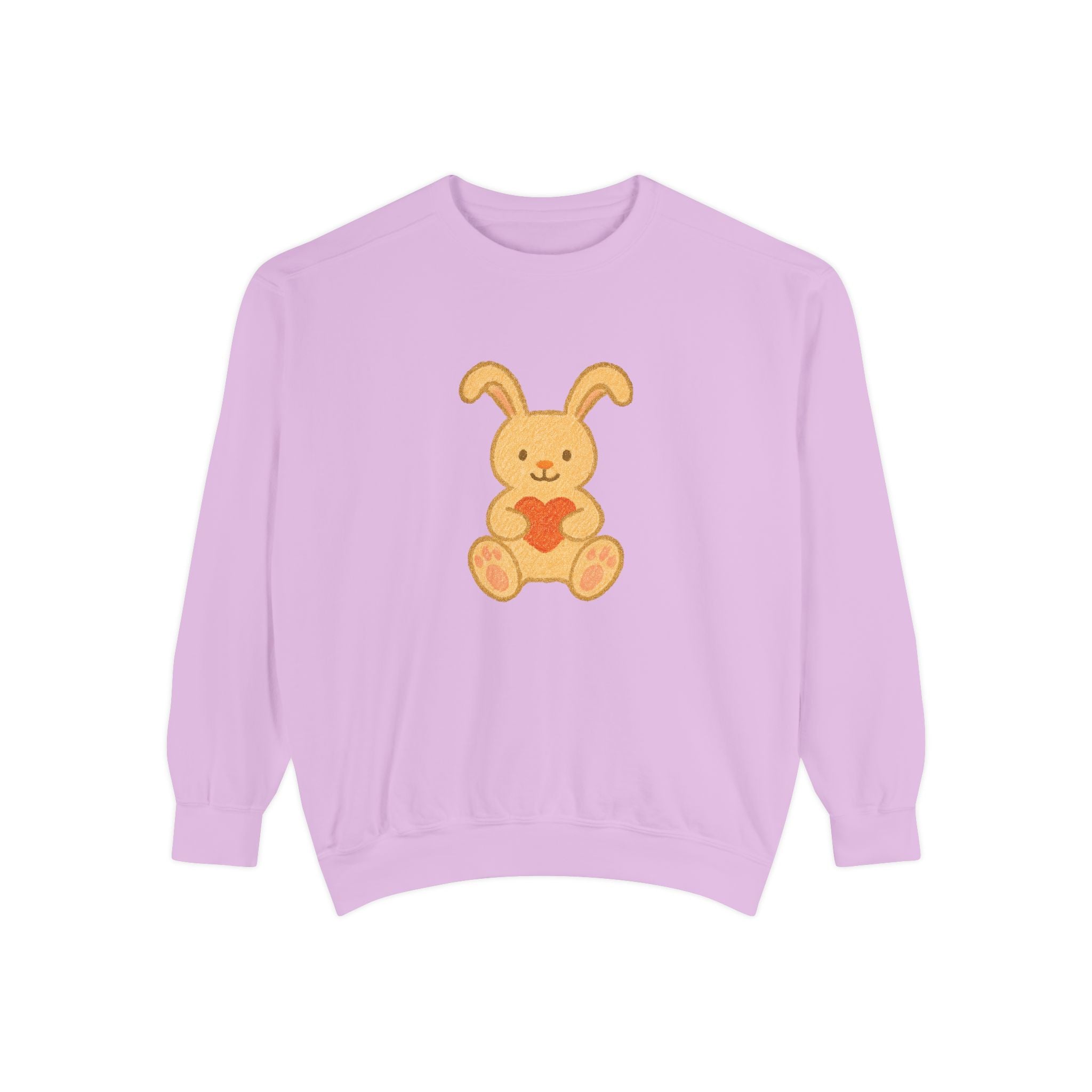 Cute Bunny Heart Sweatshirt - Unisex Garment-Dyed Pullover for Spring Celebrations