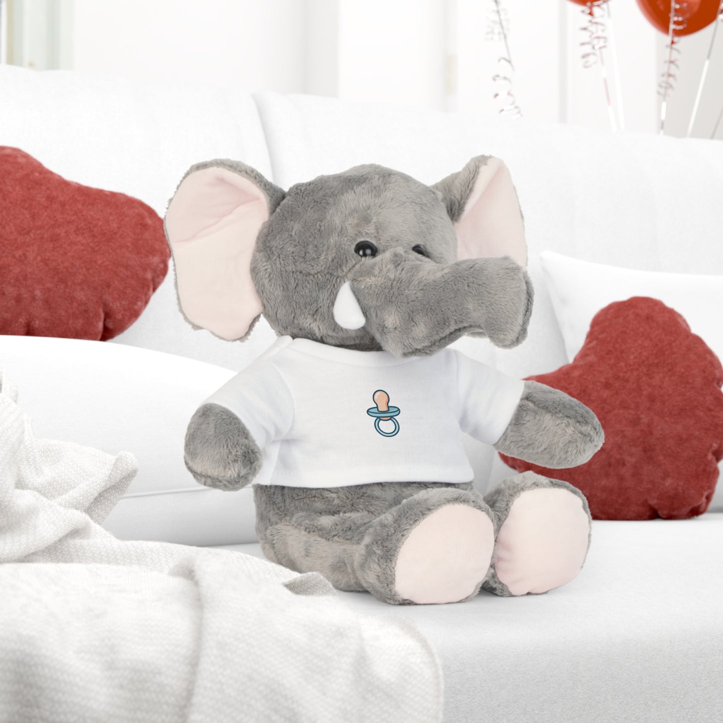 Cute Plush Bear in T-Shirt with Pacifier Design - Perfect Regression Companion