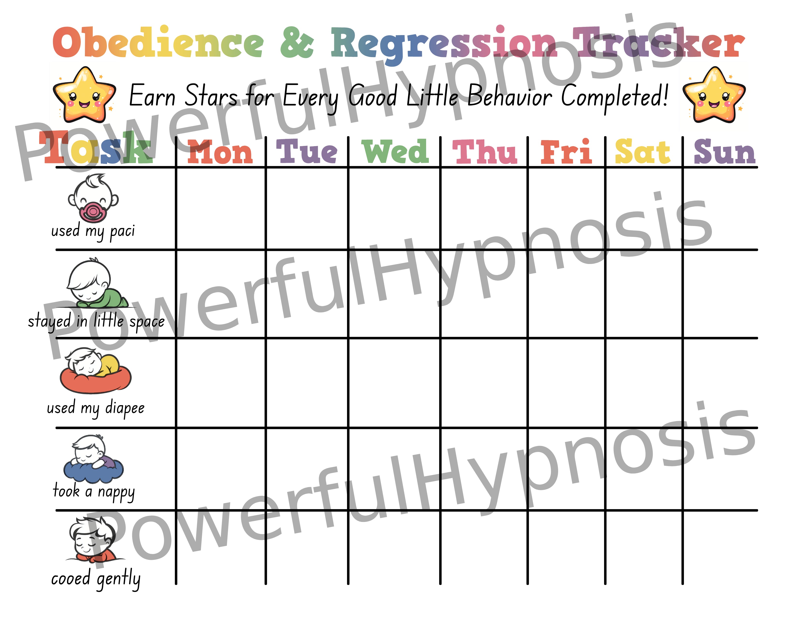 Obedience & Regression Reward Chart (Printable PDF)