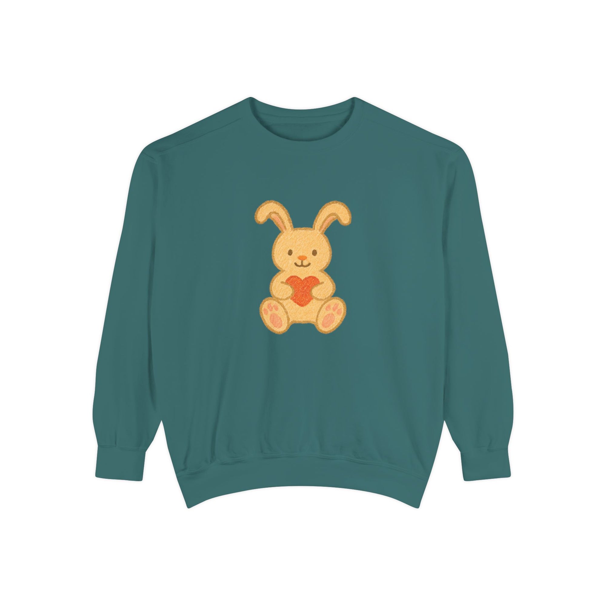 Cute Bunny Heart Sweatshirt - Unisex Garment-Dyed Pullover for Spring Celebrations