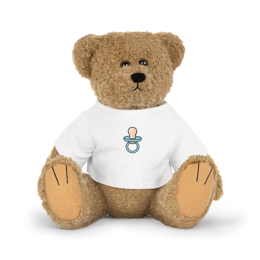 Cute Plush Bear in T-Shirt with Pacifier Design - Perfect Regression Companion
