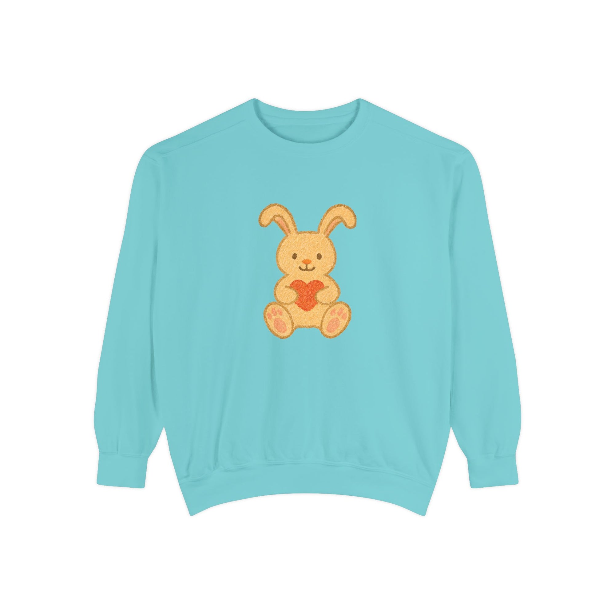 Cute Bunny Heart Sweatshirt - Unisex Garment-Dyed Pullover for Spring Celebrations