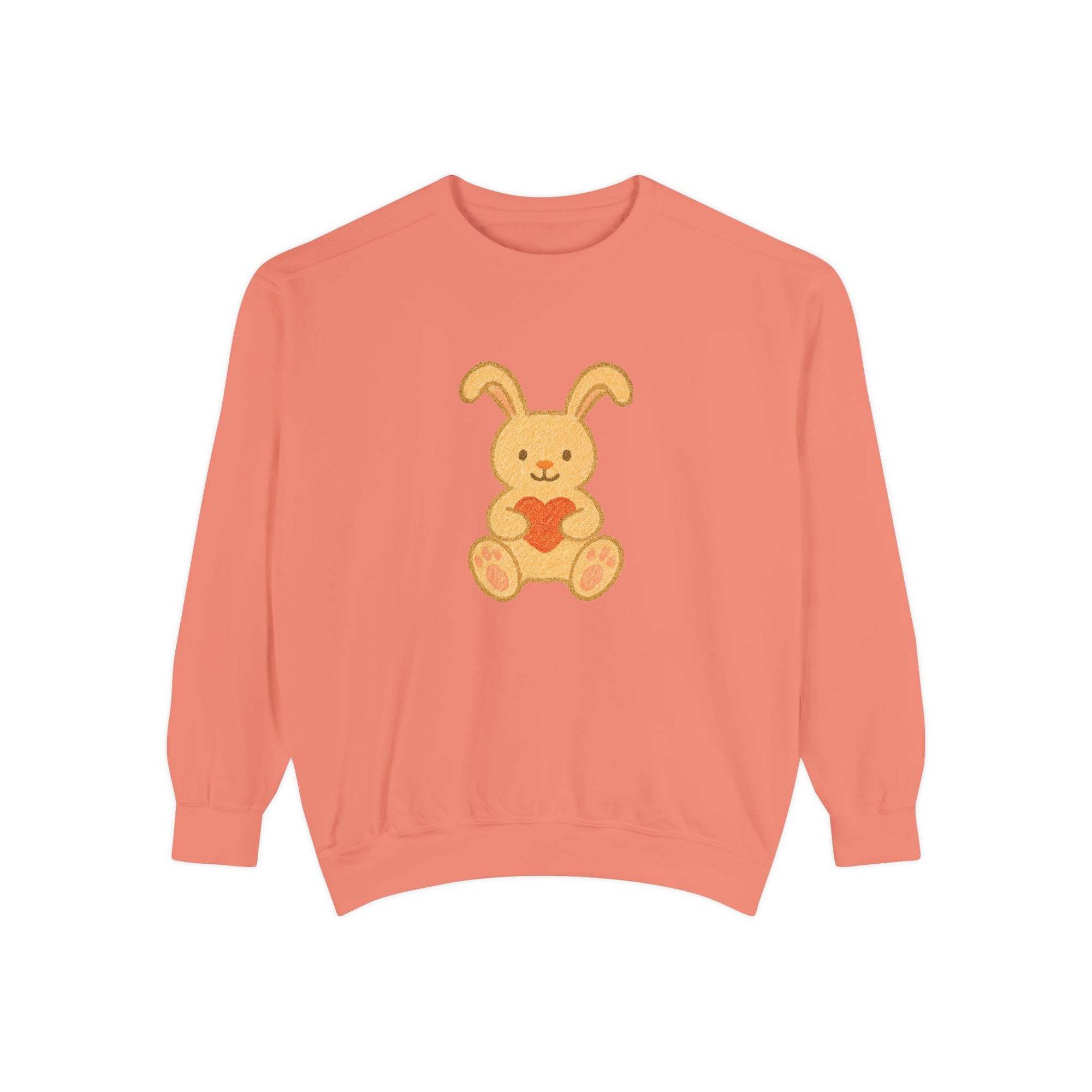 Cute Bunny Heart Sweatshirt - Unisex Garment-Dyed Pullover for Spring Celebrations