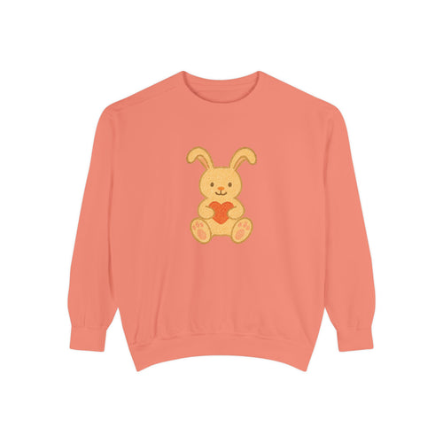 Cute Bunny Heart Sweatshirt - Unisex Garment-Dyed Pullover for Spring Celebrations