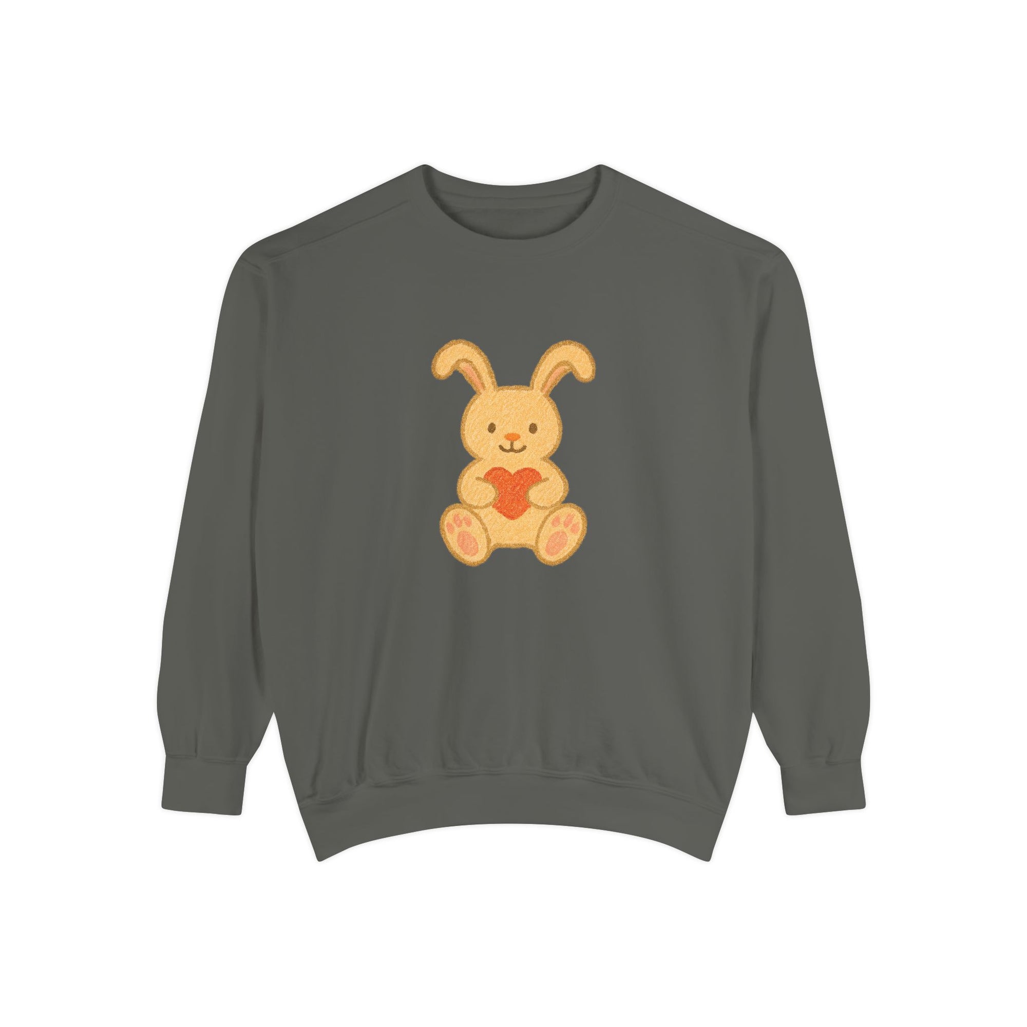 Cute Bunny Heart Sweatshirt - Unisex Garment-Dyed Pullover for Spring Celebrations