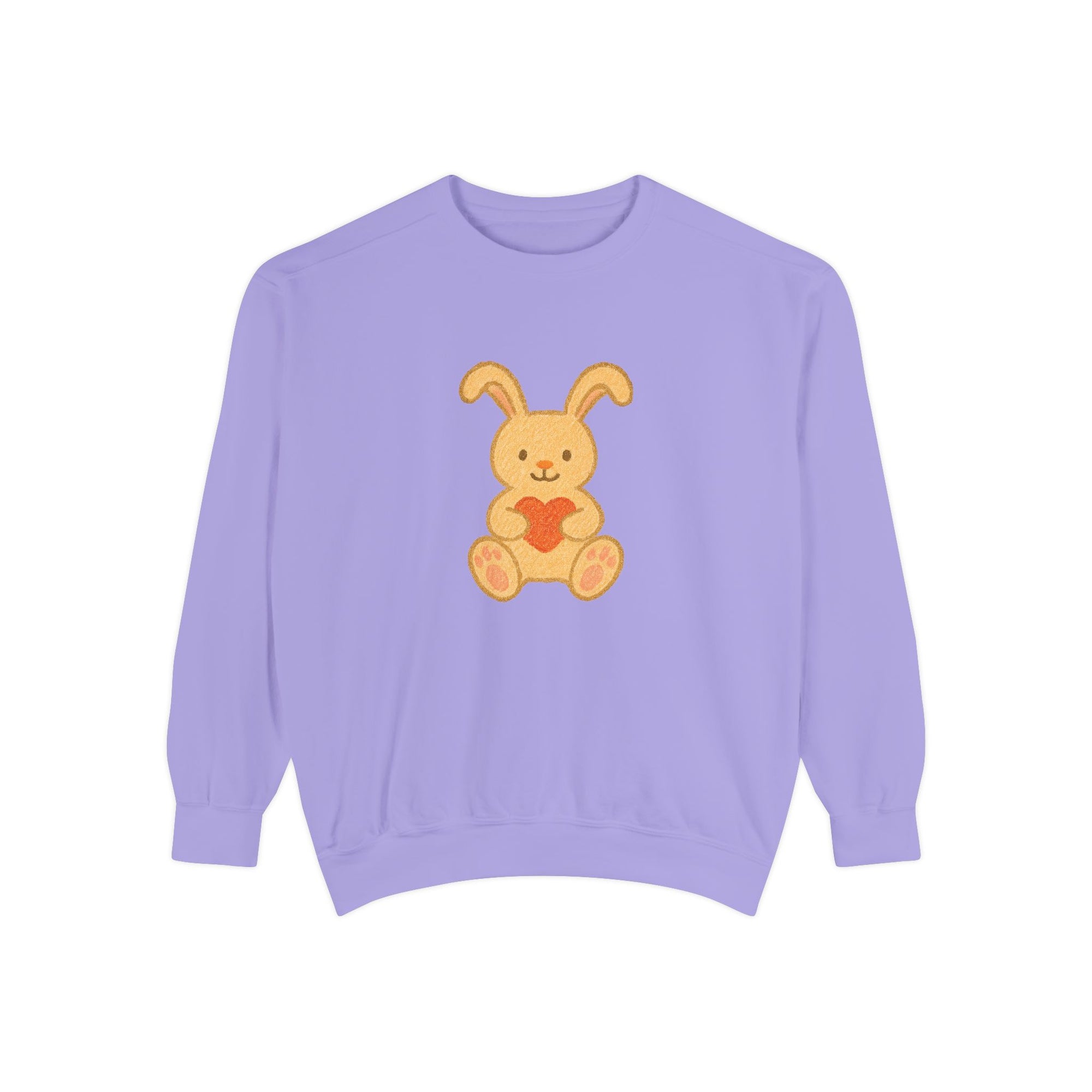 Cute Bunny Heart Sweatshirt - Unisex Garment-Dyed Pullover for Spring Celebrations