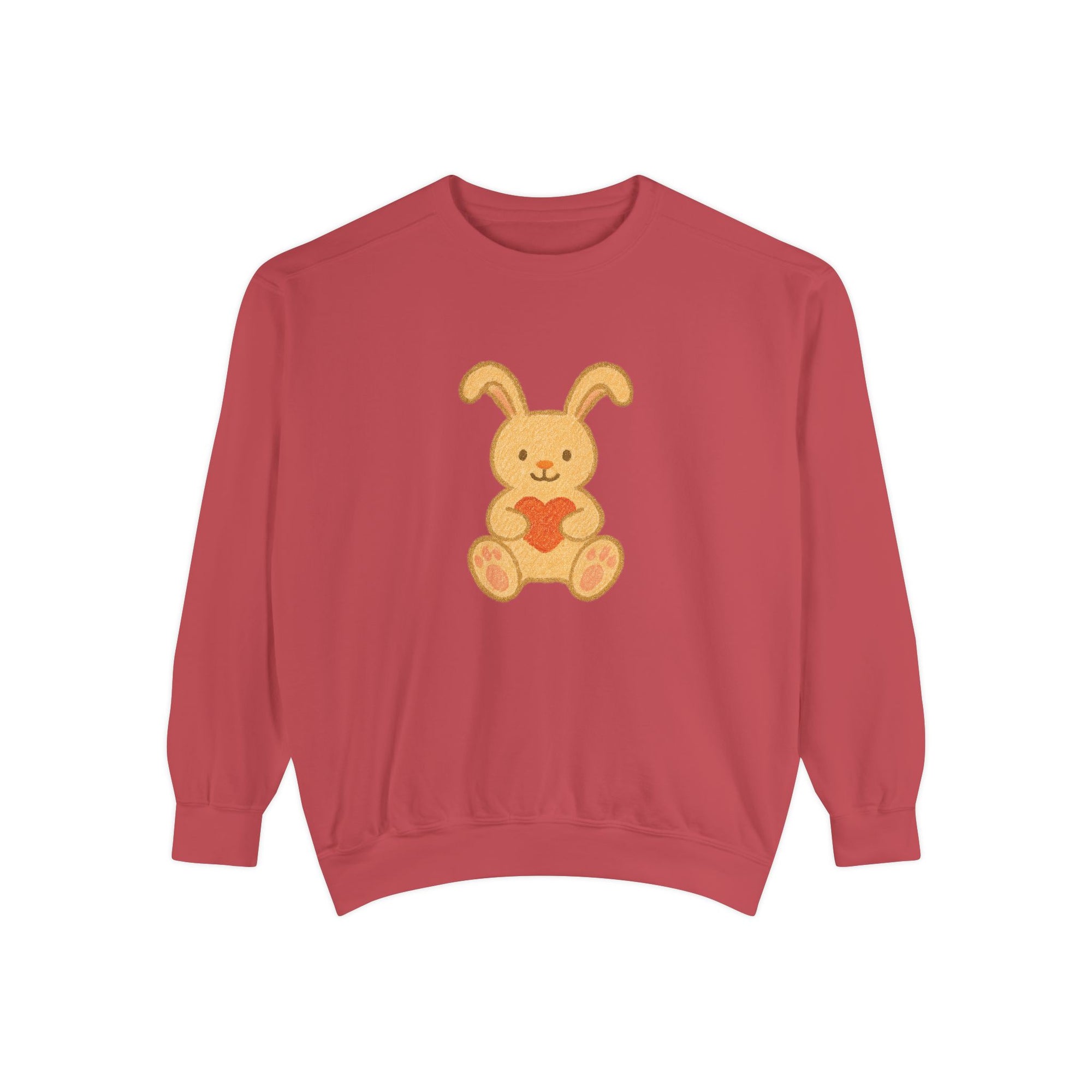 Cute Bunny Heart Sweatshirt - Unisex Garment-Dyed Pullover for Spring Celebrations