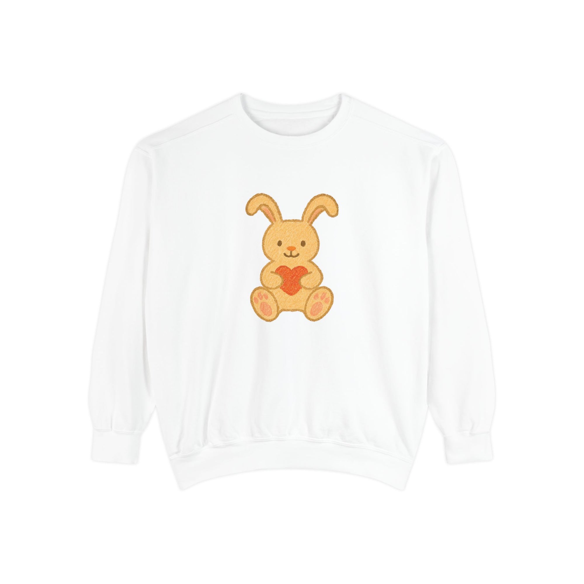 Cute Bunny Heart Sweatshirt - Unisex Garment-Dyed Pullover for Spring Celebrations