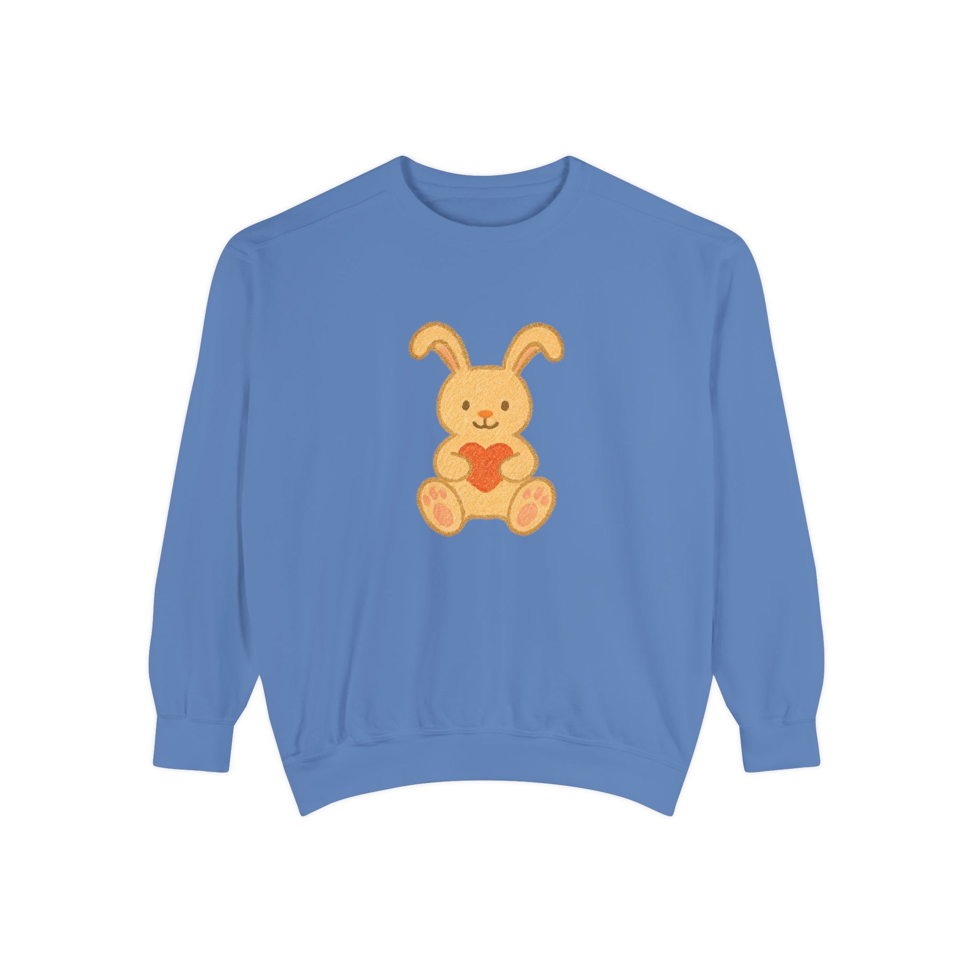 Cute Bunny Heart Sweatshirt - Unisex Garment-Dyed Pullover for Spring Celebrations