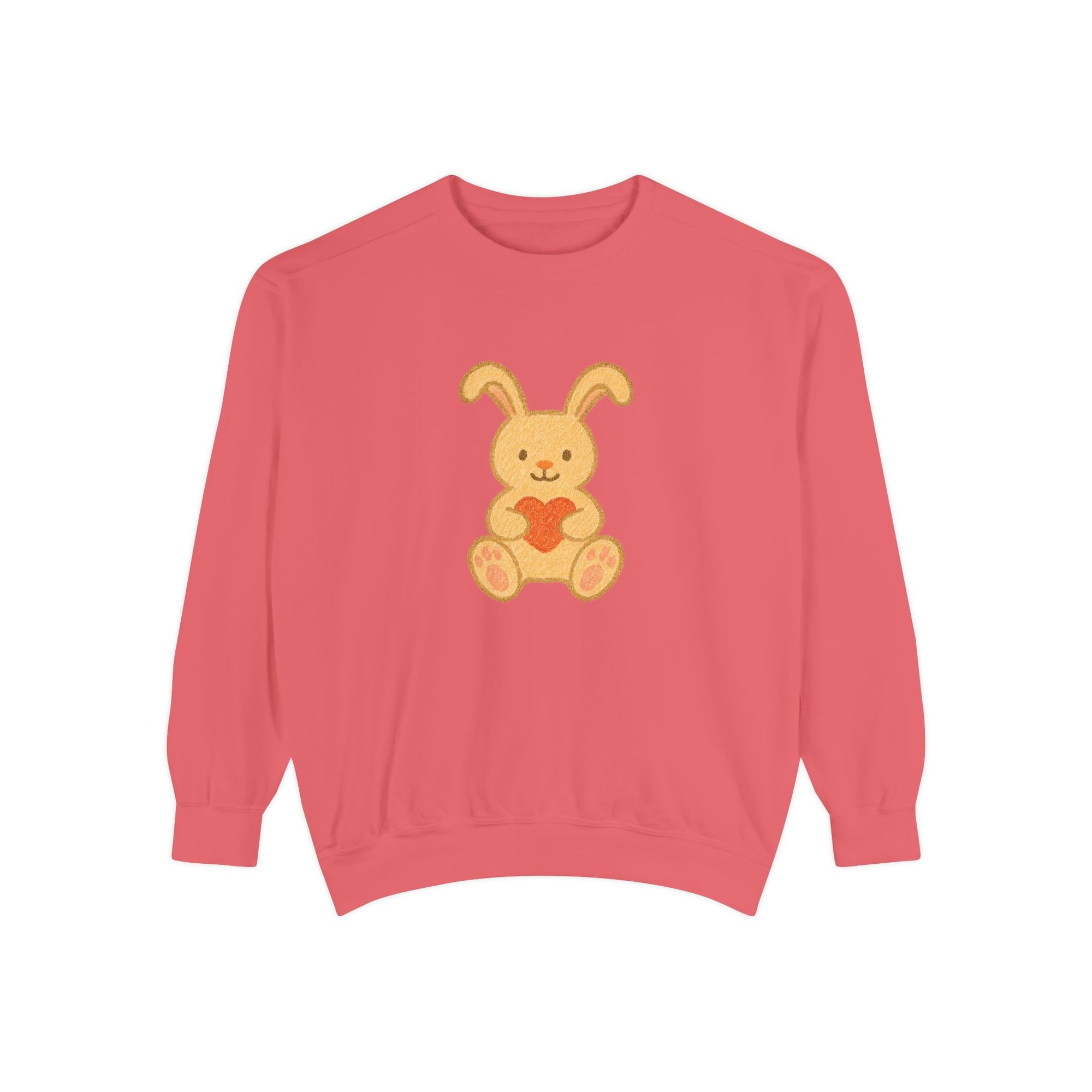 Cute Bunny Heart Sweatshirt - Unisex Garment-Dyed Pullover for Spring Celebrations