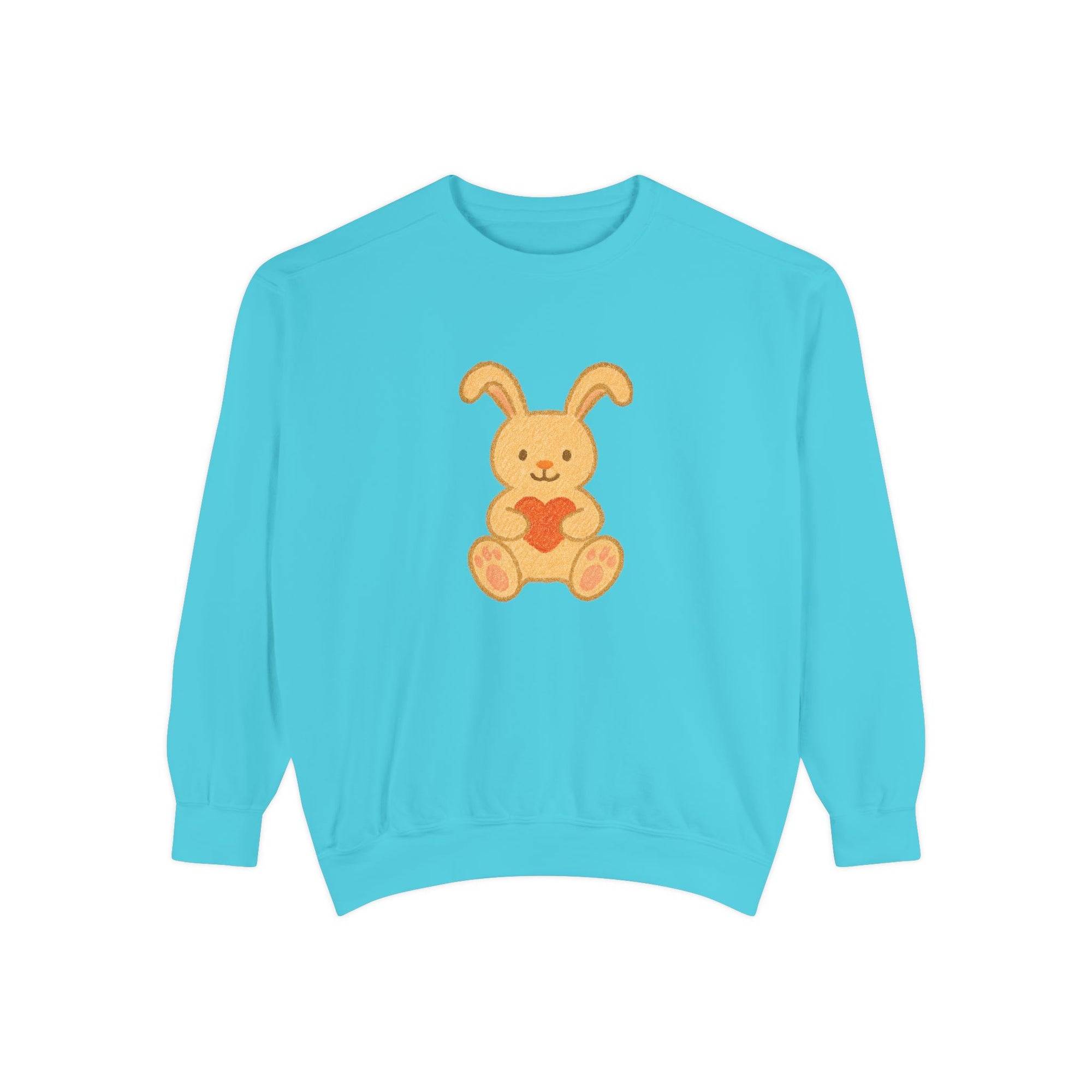 Cute Bunny Heart Sweatshirt - Unisex Garment-Dyed Pullover for Spring Celebrations