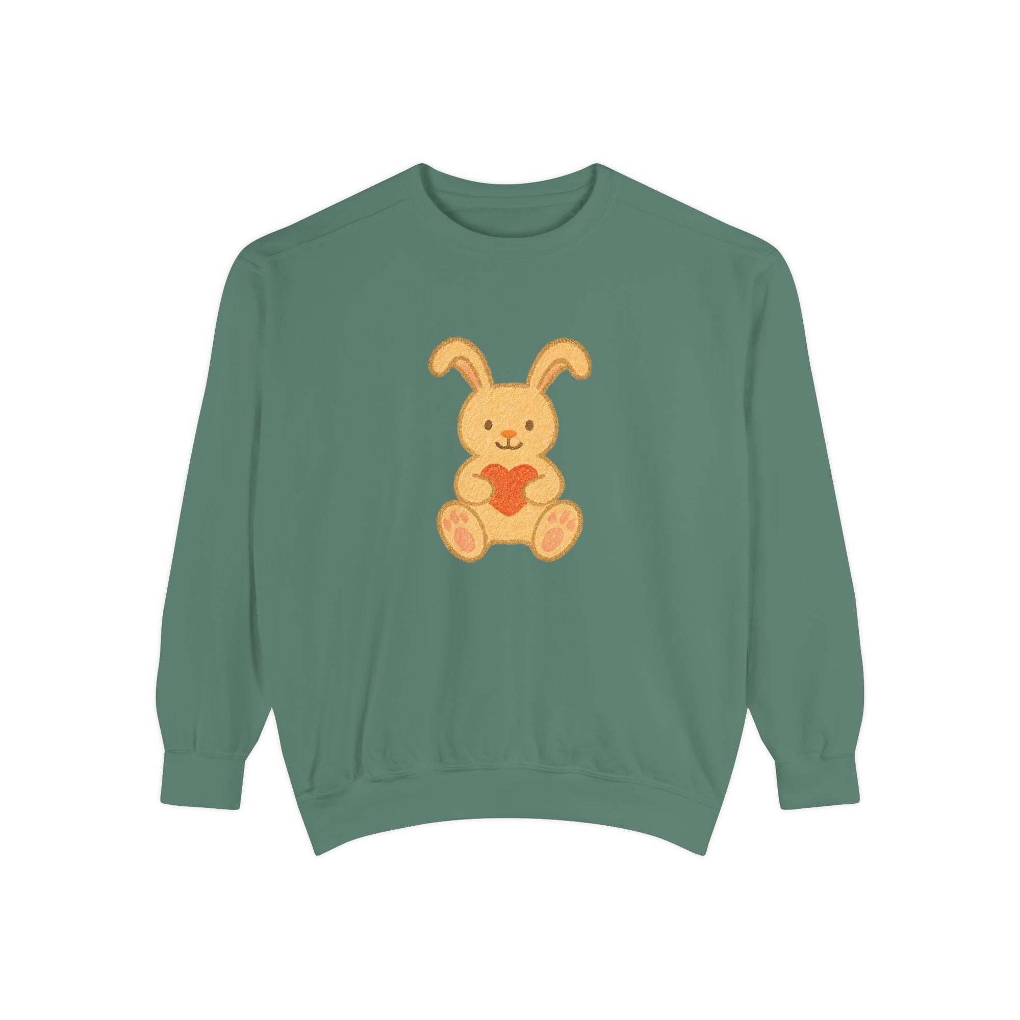 Cute Bunny Heart Sweatshirt - Unisex Garment-Dyed Pullover for Spring Celebrations
