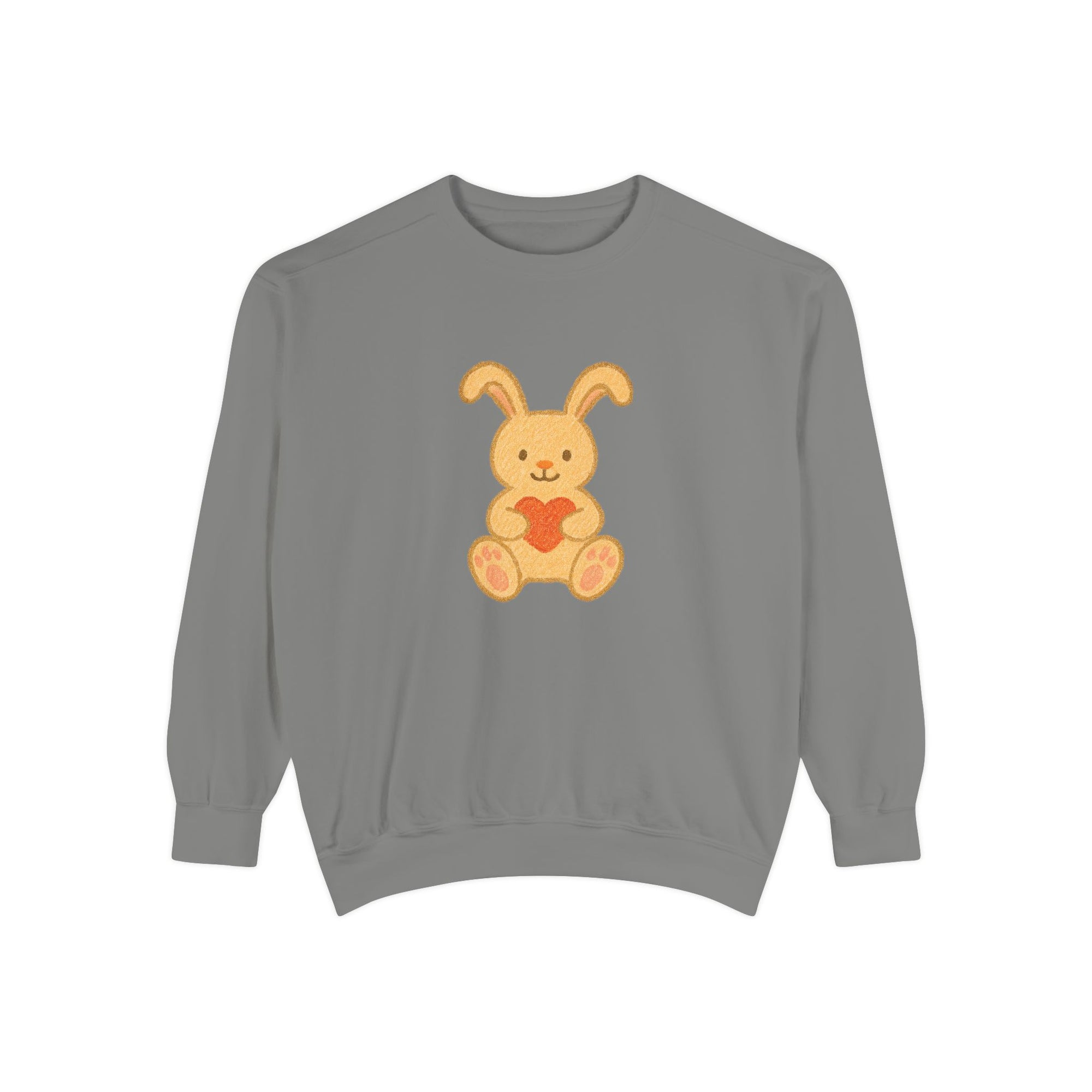Cute Bunny Heart Sweatshirt - Unisex Garment-Dyed Pullover for Spring Celebrations