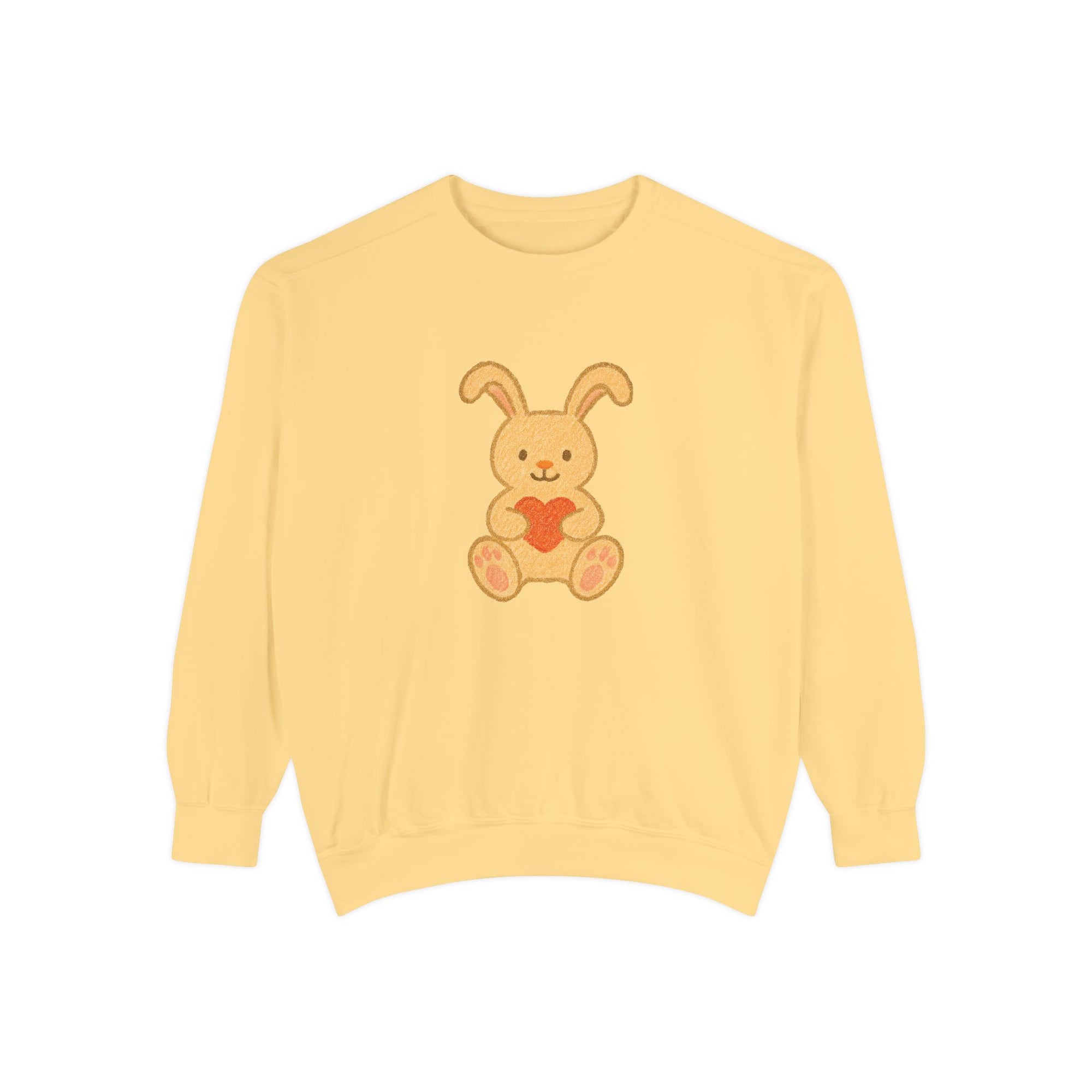 Cute Bunny Heart Sweatshirt - Unisex Garment-Dyed Pullover for Spring Celebrations