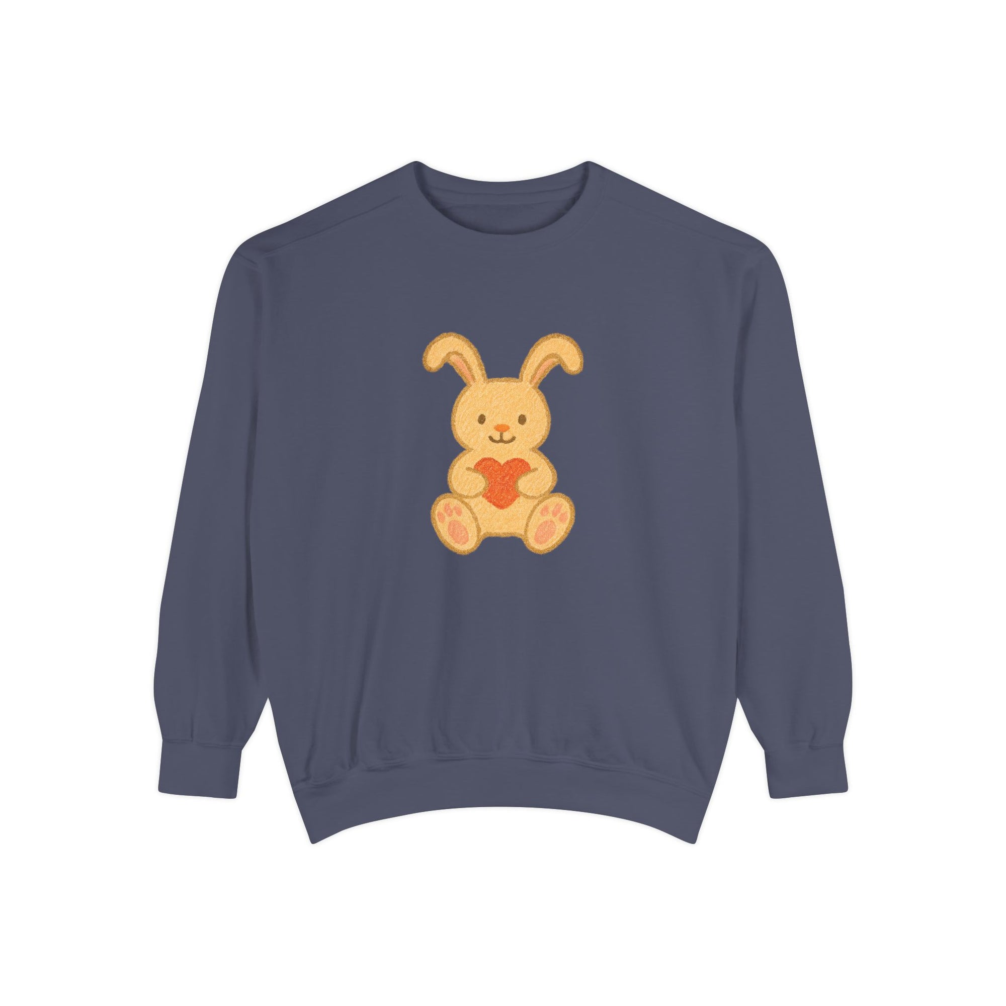 Cute Bunny Heart Sweatshirt - Unisex Garment-Dyed Pullover for Spring Celebrations