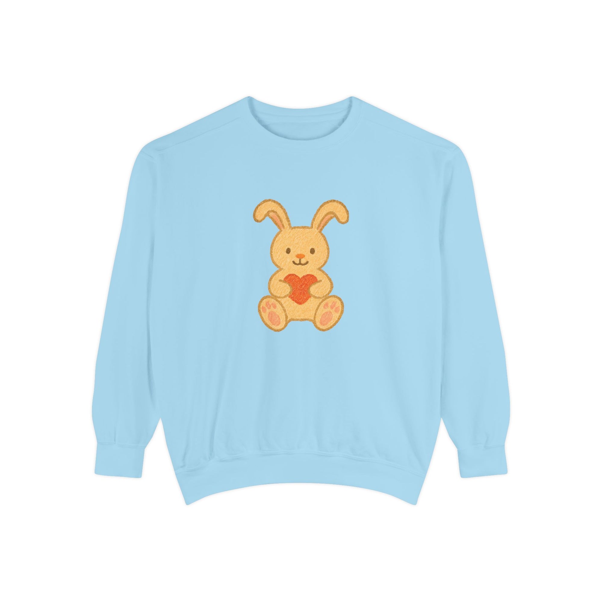 Cute Bunny Heart Sweatshirt - Unisex Garment-Dyed Pullover for Spring Celebrations