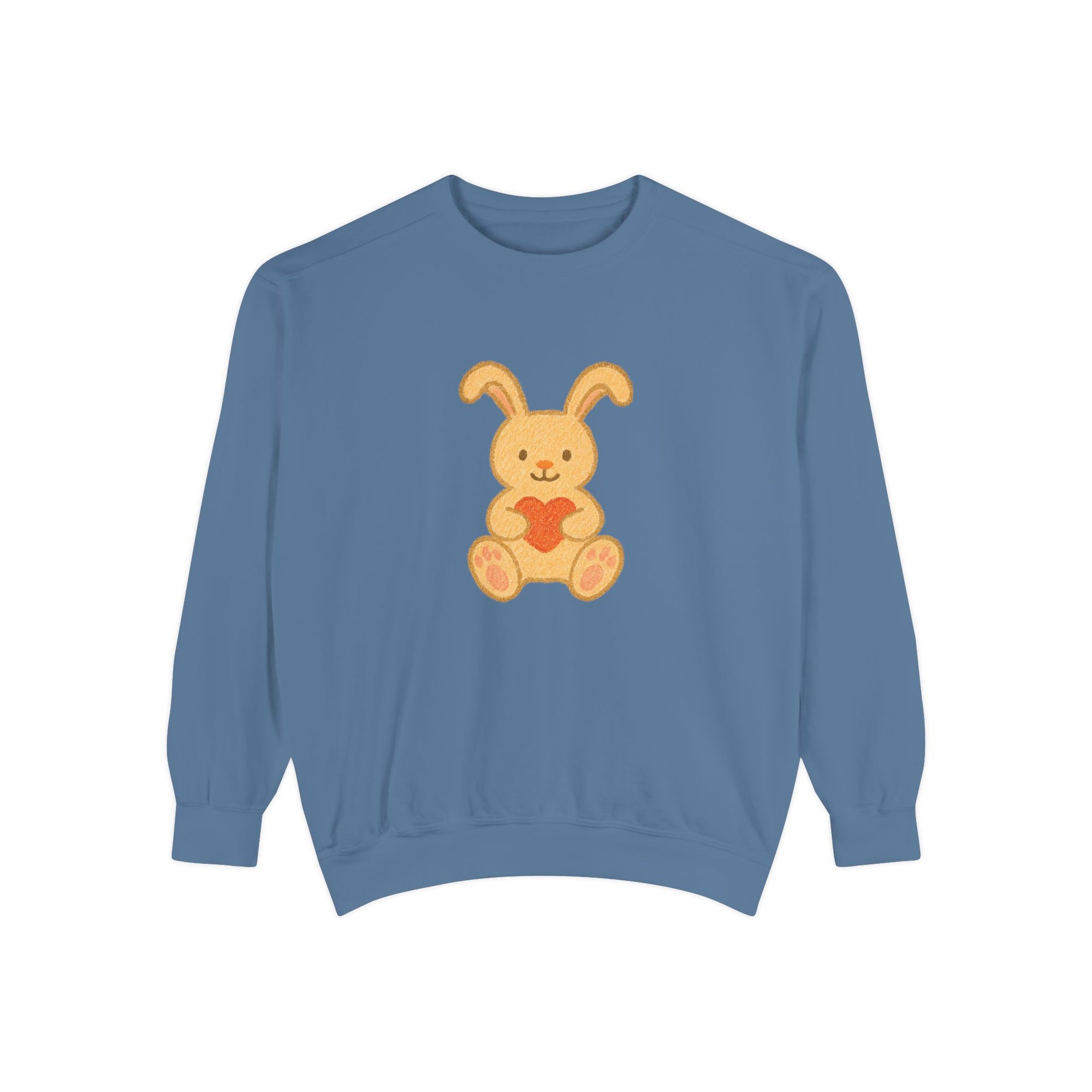 Cute Bunny Heart Sweatshirt - Unisex Garment-Dyed Pullover for Spring Celebrations