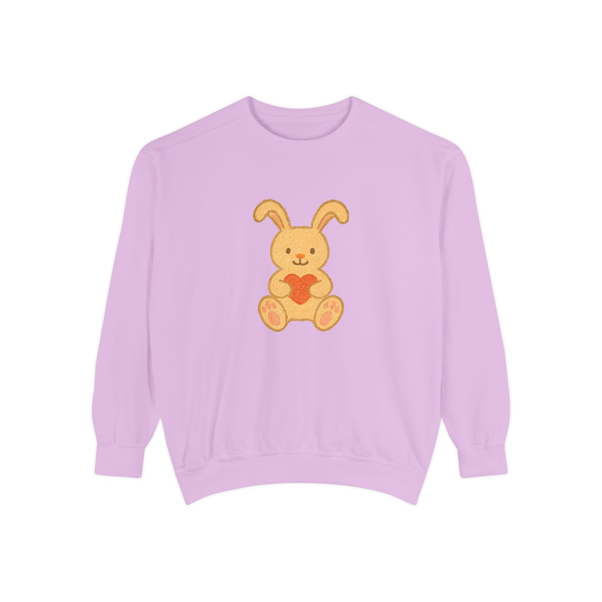 Cute Bunny Heart Sweatshirt - Unisex Garment-Dyed Pullover for Spring Celebrations