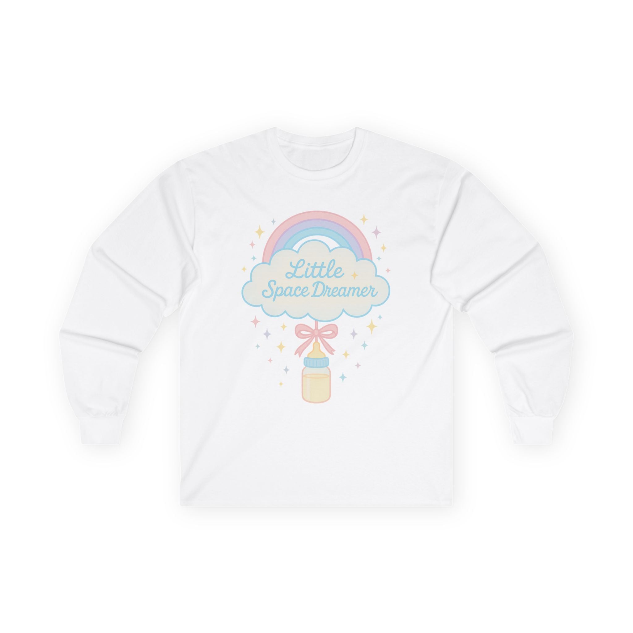 Unisex Ultra Cotton Long Sleeve Tee - Little Space Dreamer with Rainbow Design