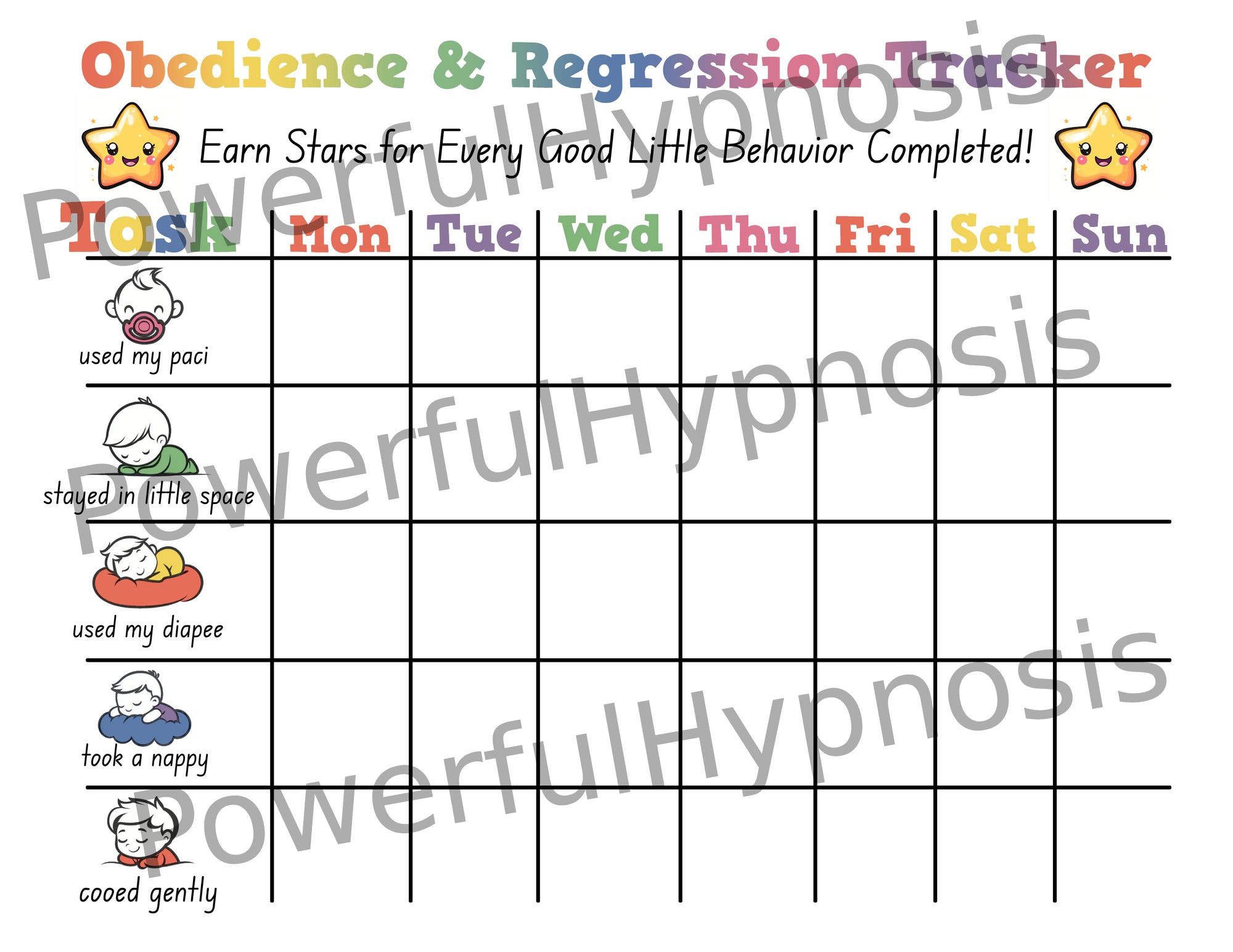 Obedience & Regression Reward Chart (Printable PDF)